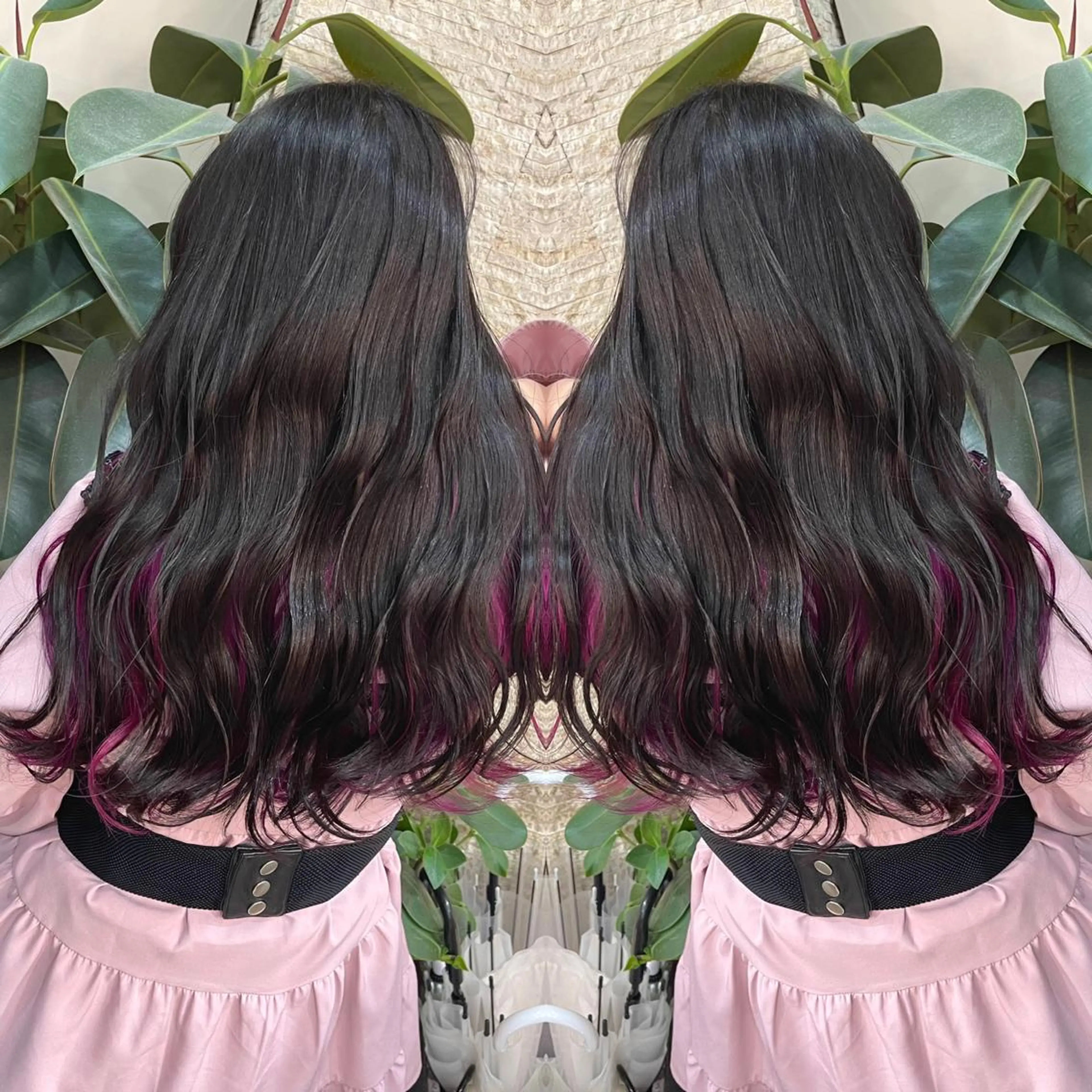 セミロング カット ヘアカラー Y Uのヘアスタイル