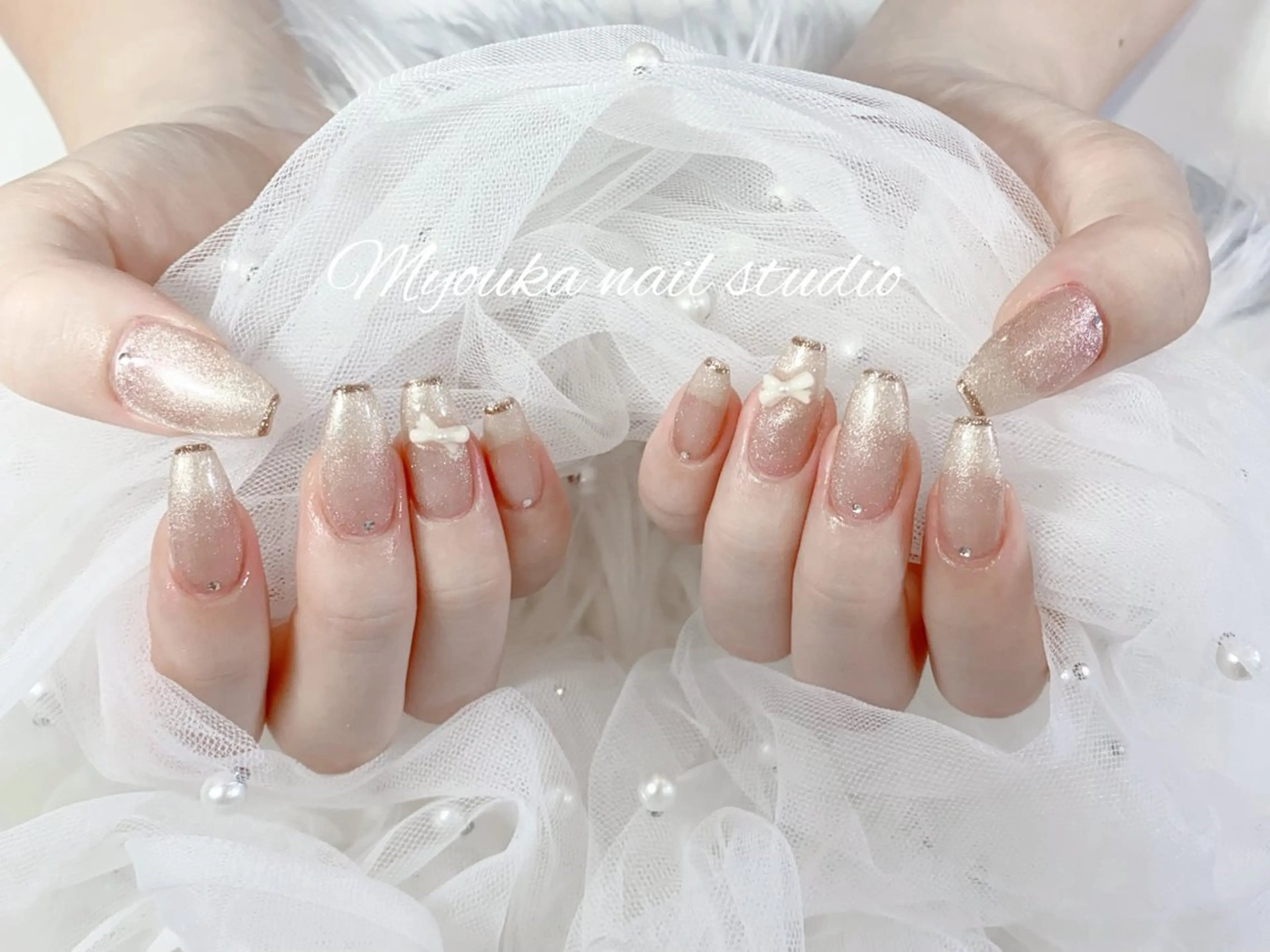 ネイル チークネイル 長さ出し フットネイル ジェルネイル グラデーション ハンドネイル ハンドケア Myouka所属・Myouka 板橋区大山駅前店のネイルデザイン