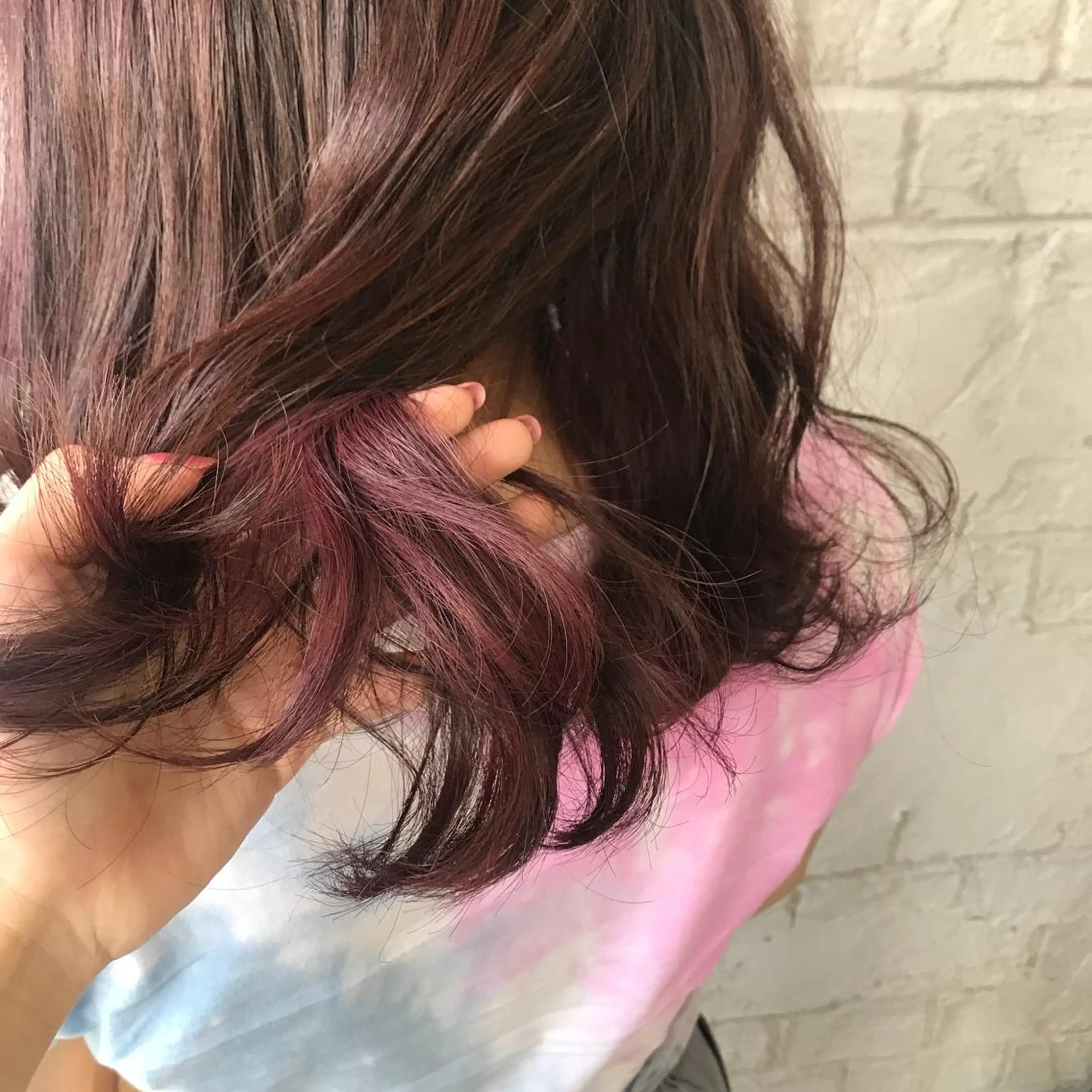 セミロング カラー オリーブ/アッシュ やわらか透明感カラーのヘアスタイル