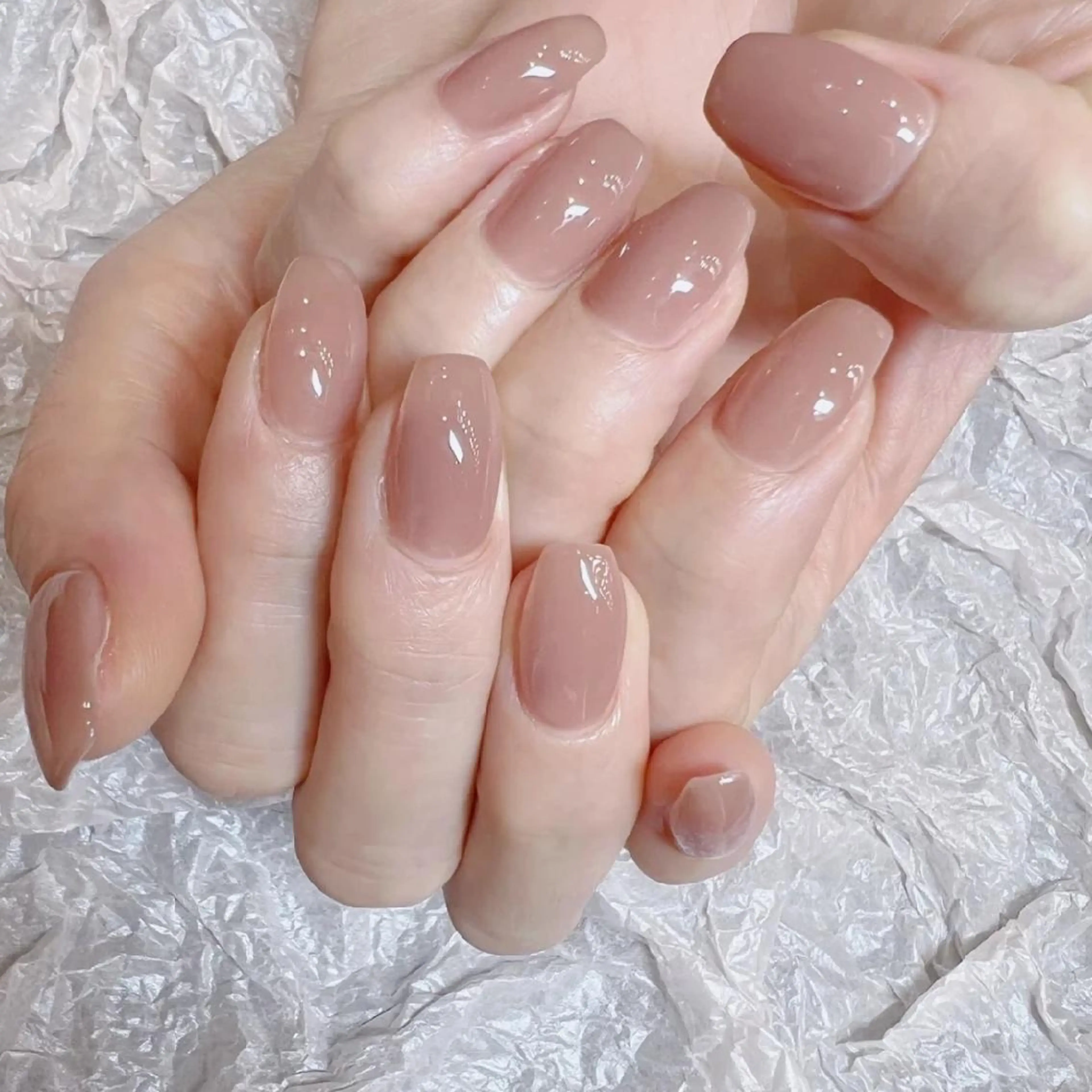 ネイル オフィスネイル ハンドネイル ネイリストゆか💅 長さだし、深爪矯正のネイルデザイン