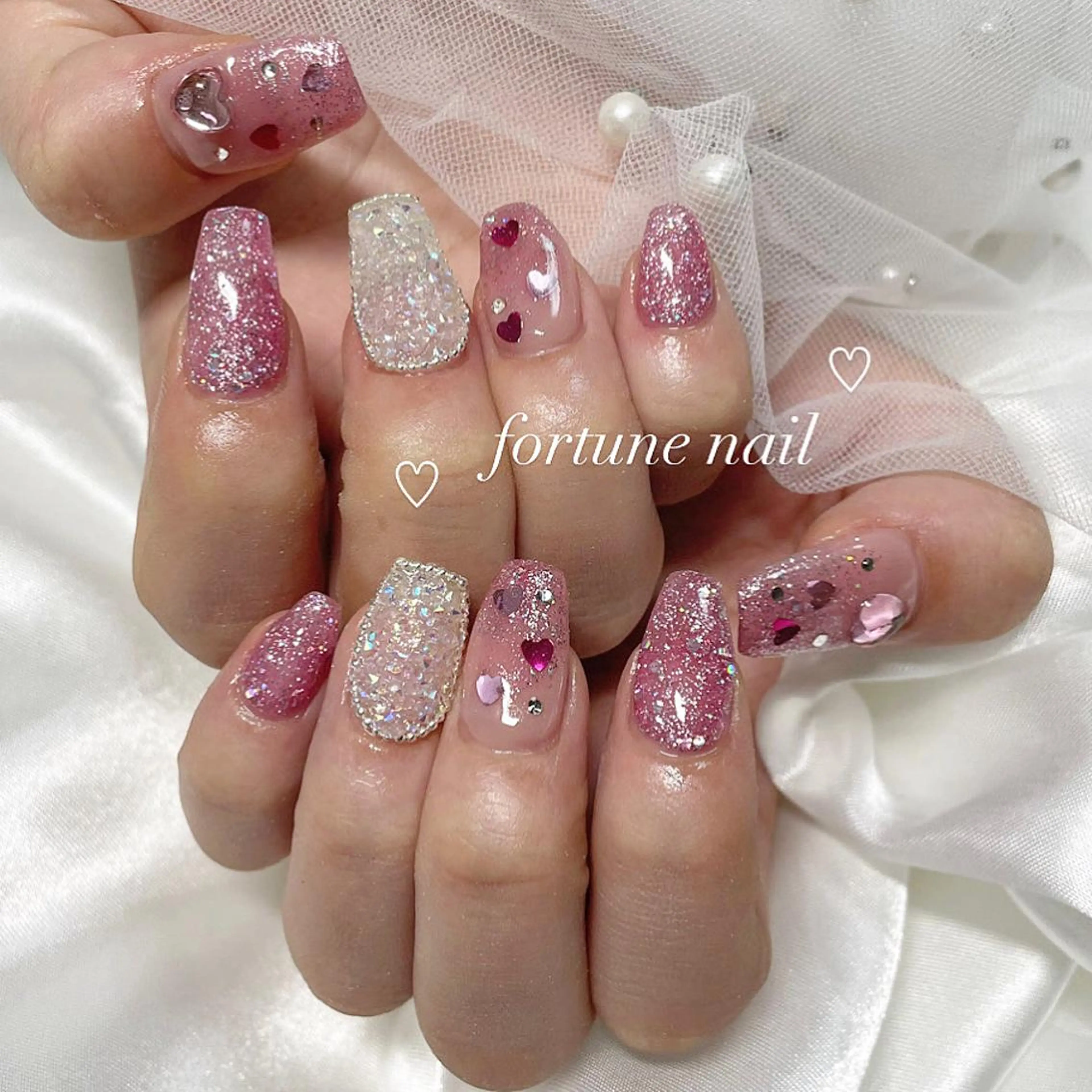 ネイル ハート ピンク ハンドネイル ☆saori ☆のネイルデザイン