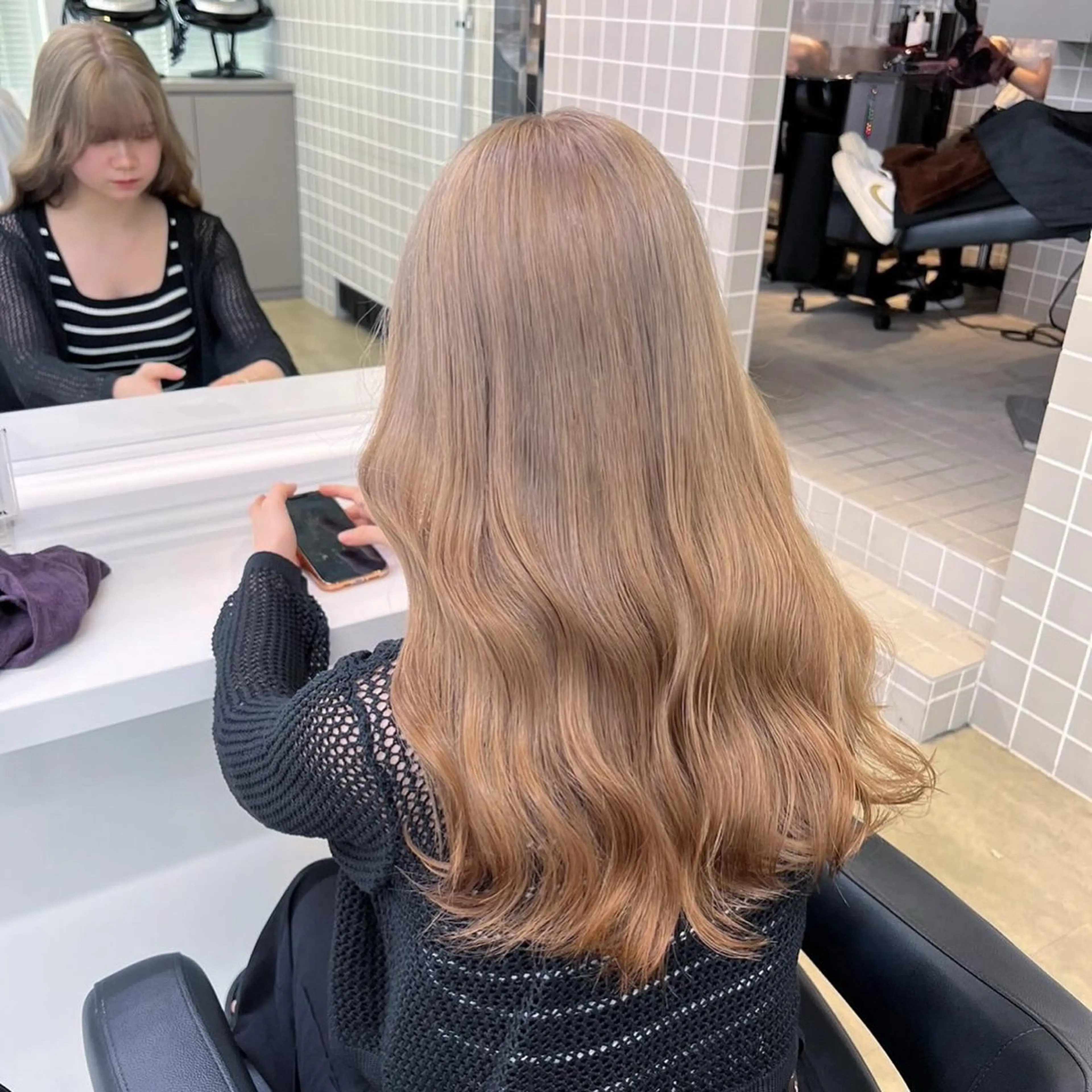 ロング カラー パーマ ヘアアレンジ メンズ キッズ ブリーチなしカラー/ ブラウン/レイヤーのヘアスタイル