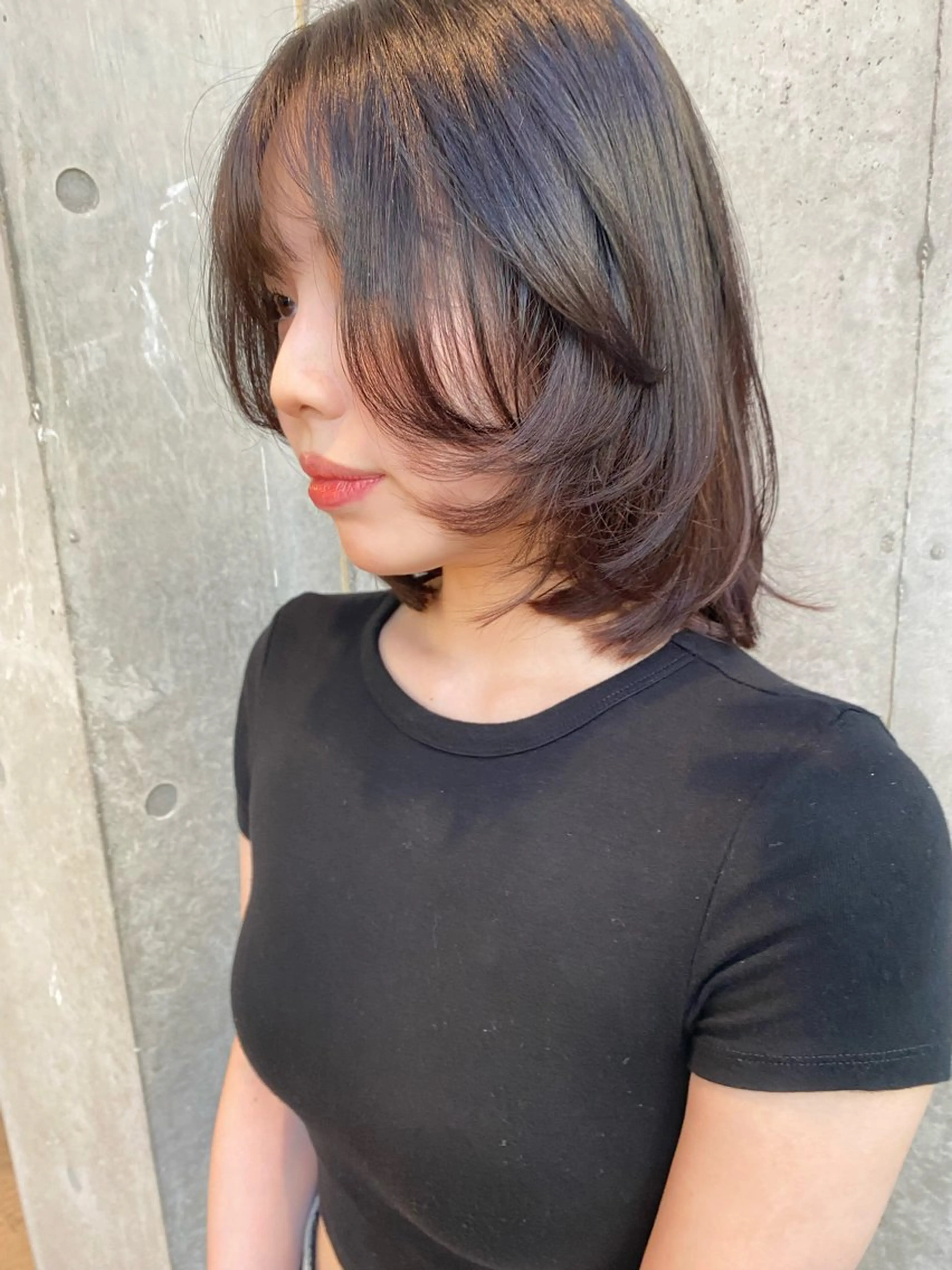 ミディアム カラー ミディアムレイヤー 顔周りカット 韓国風ヘア レイヤーカット カット トリートメント レイヤー/柔色 カラー/SAkiのヘアスタイル