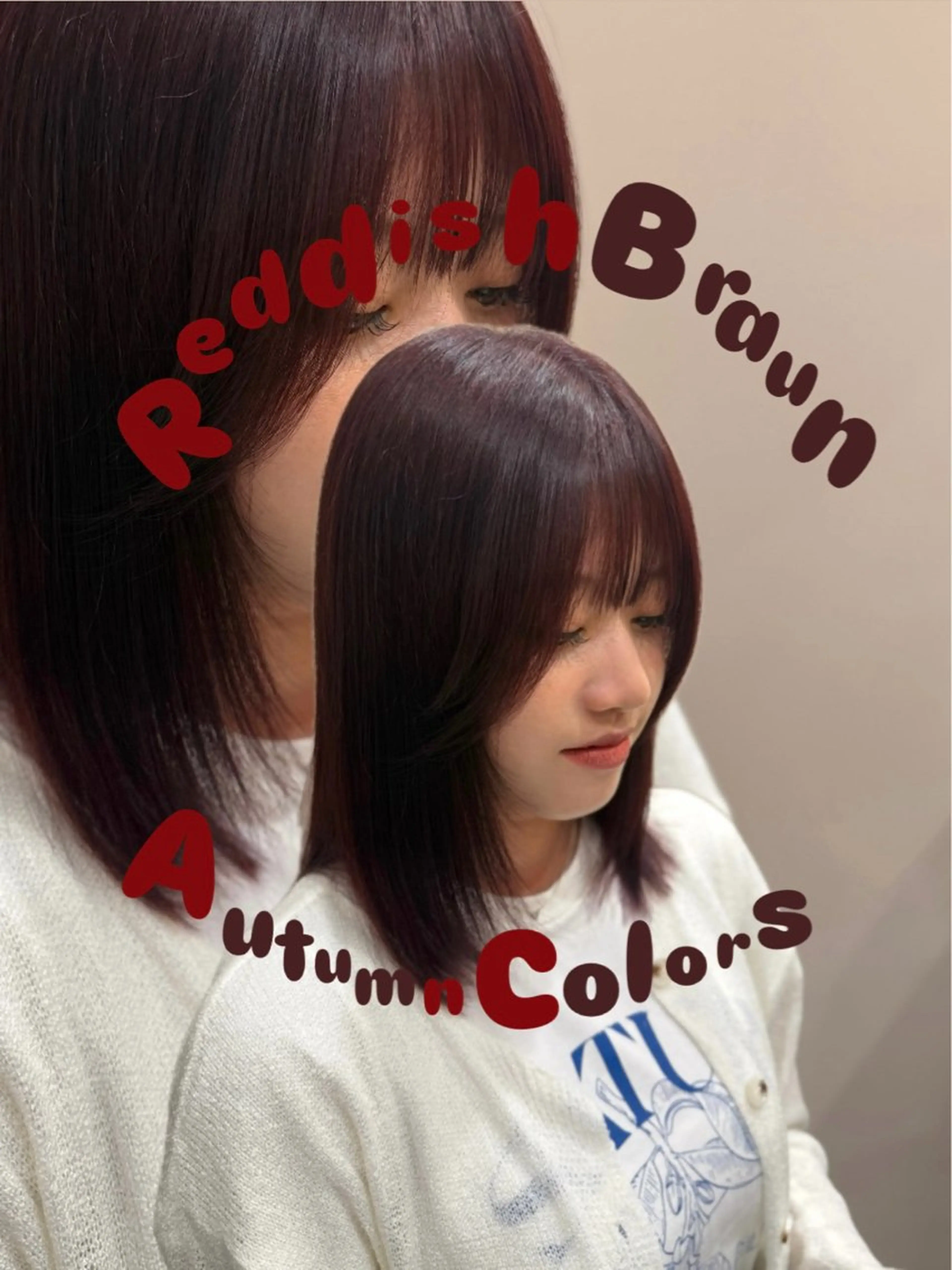 カラー ブラウンカラー レッドカラー 松岡 茉和のヘアスタイル