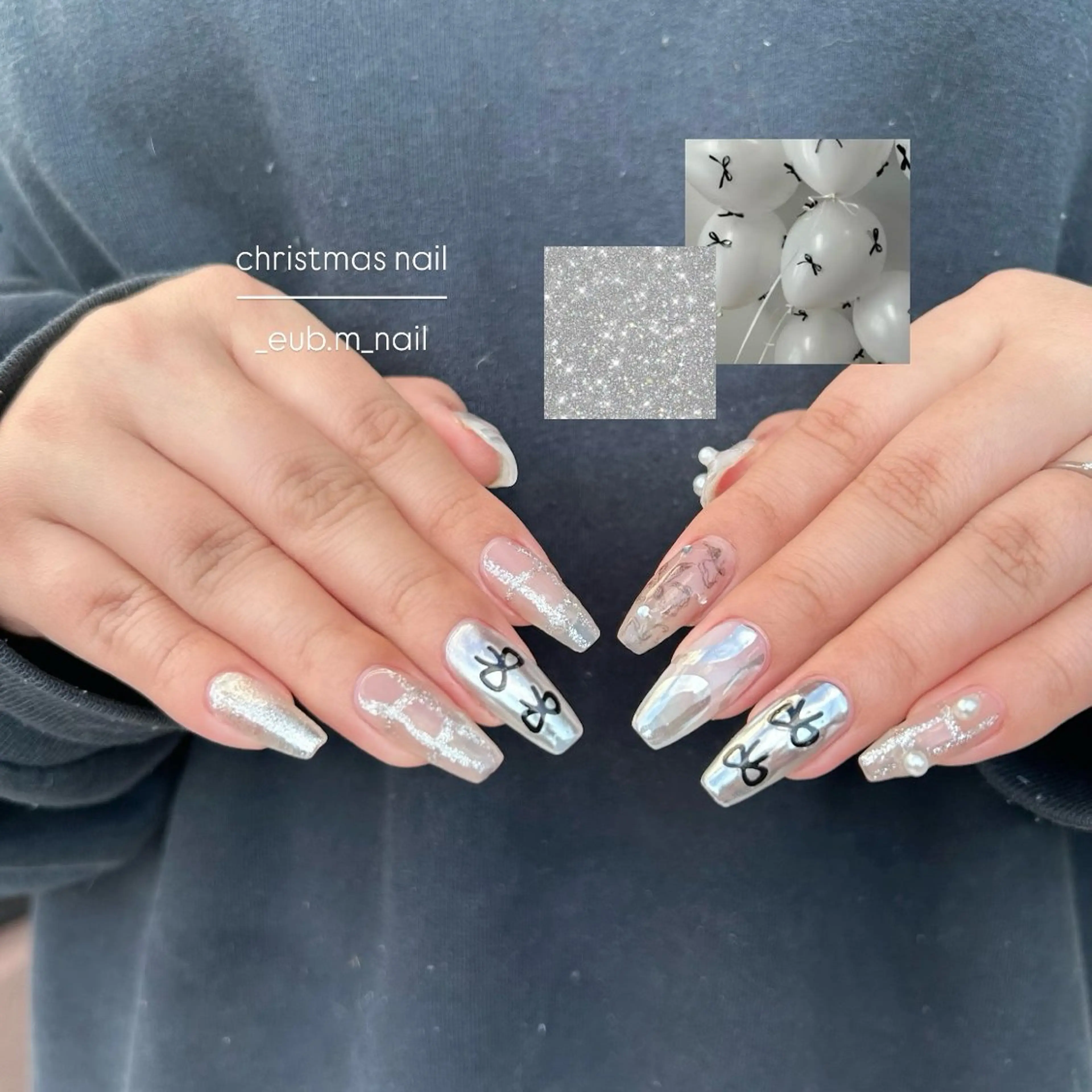 ネイル キラキラネイル 冬ネイル クリスマス ハンドネイル 深夜ネイルサロン eub.m_nailのネイルデザイン
