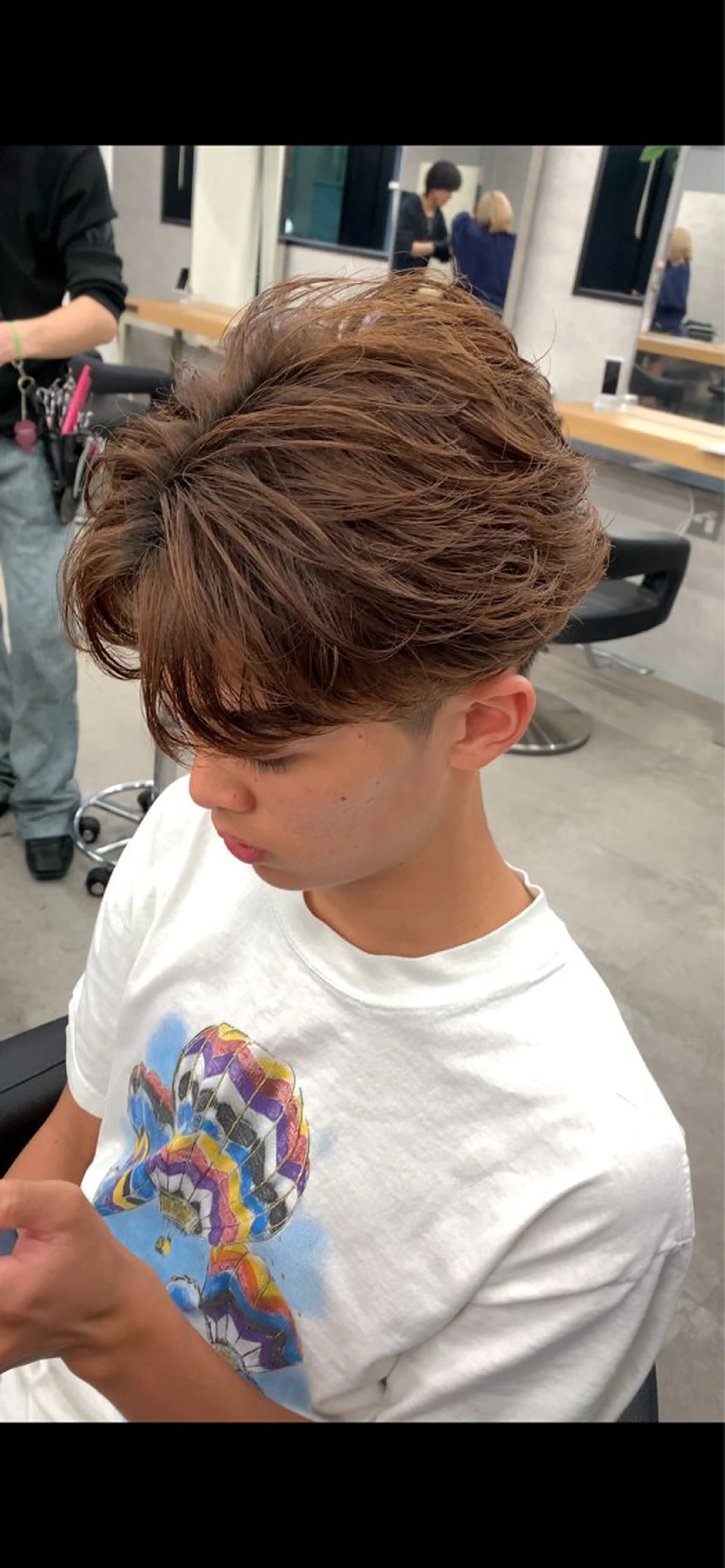 ショート カラー パーマ ハイライトカラー メッシュ ハイライト ショートヘア 縮毛矯正 福井祥太／海外風 /プードルパーマのヘアスタイル