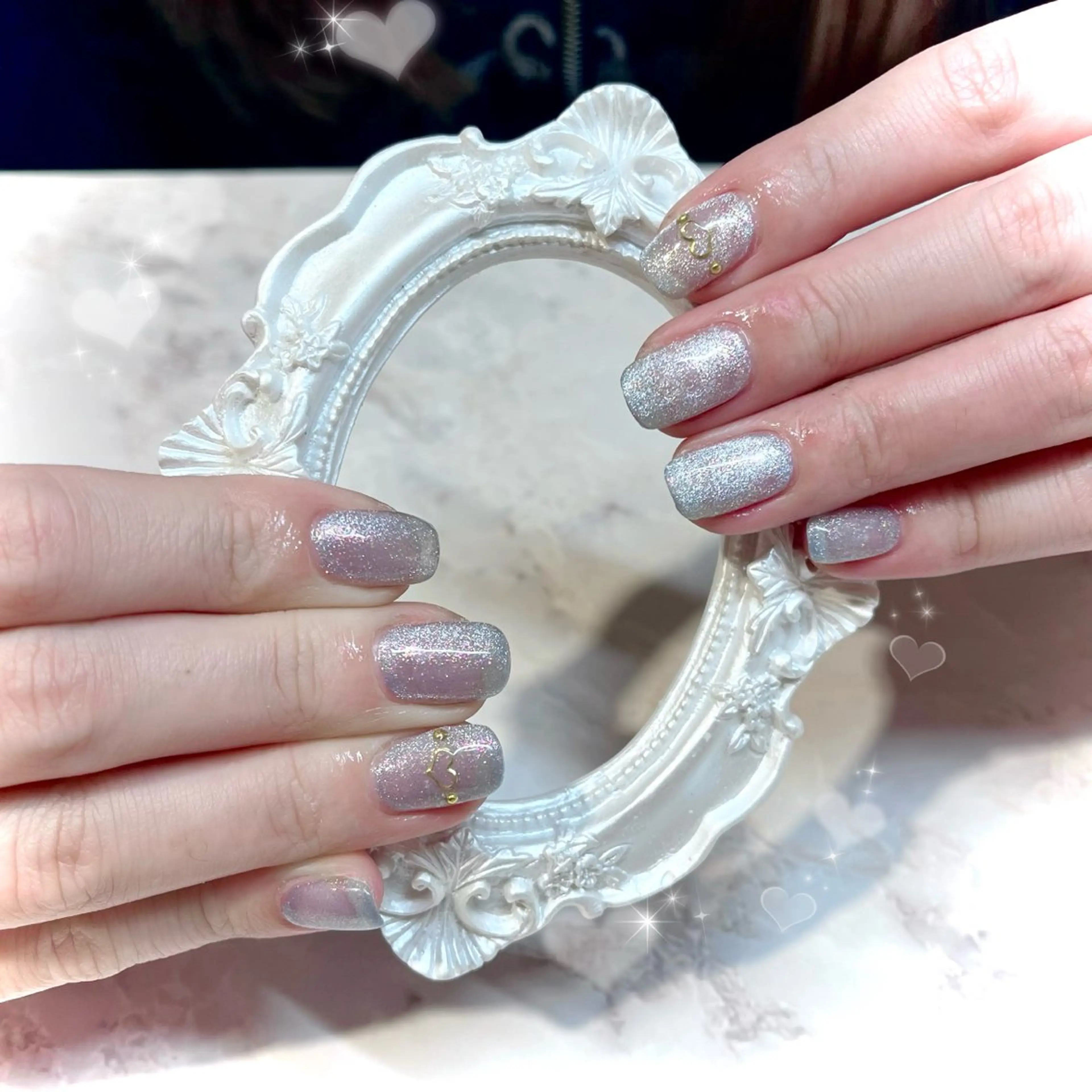 ネイル ハート ハンドネイル 川村 優奈𝜗𝜚のネイルデザイン