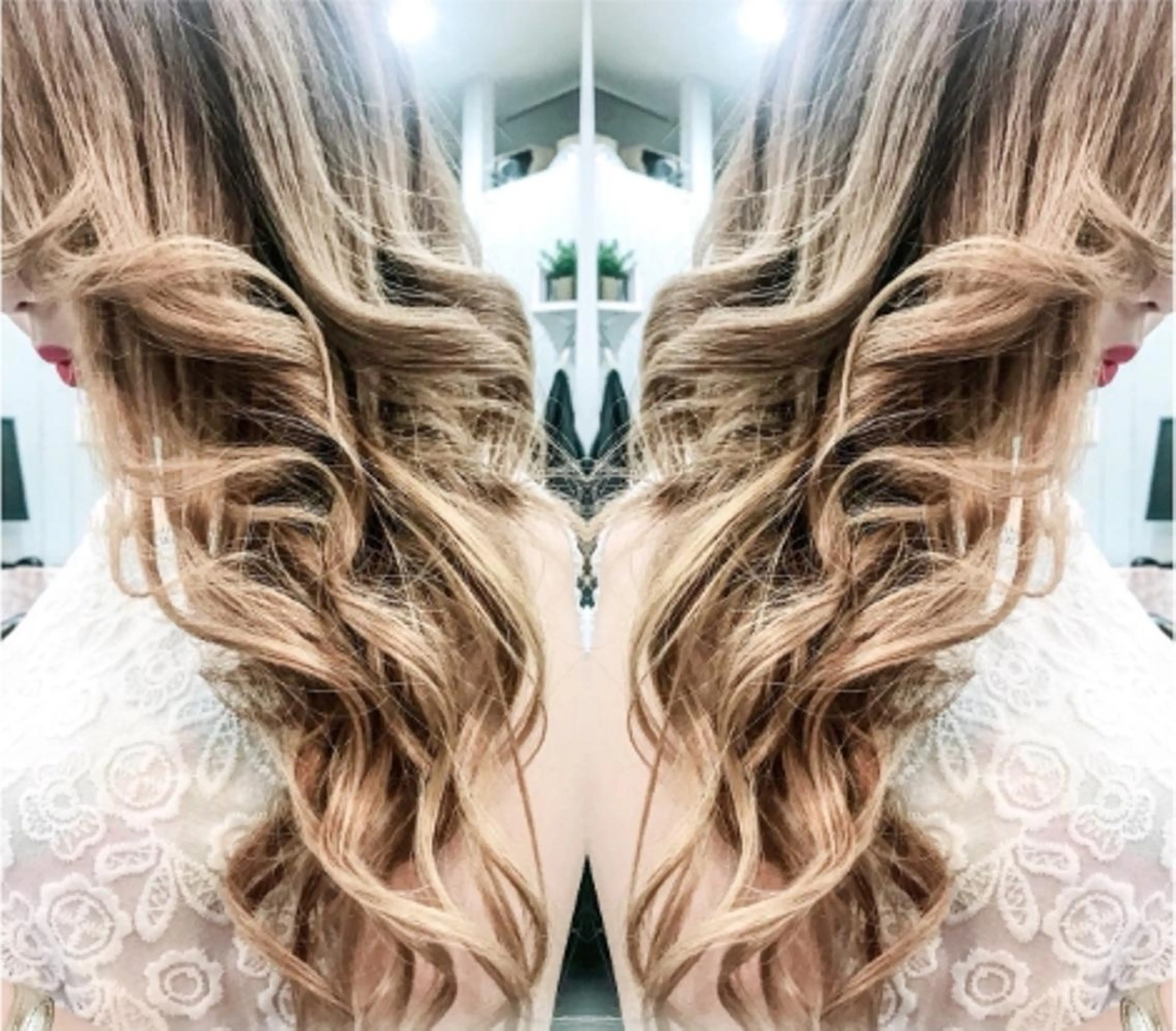 セミロング カラー パーマ ヘアアレンジ チビ編み込みエクステ シールEXどぅ〜すのヘアスタイル