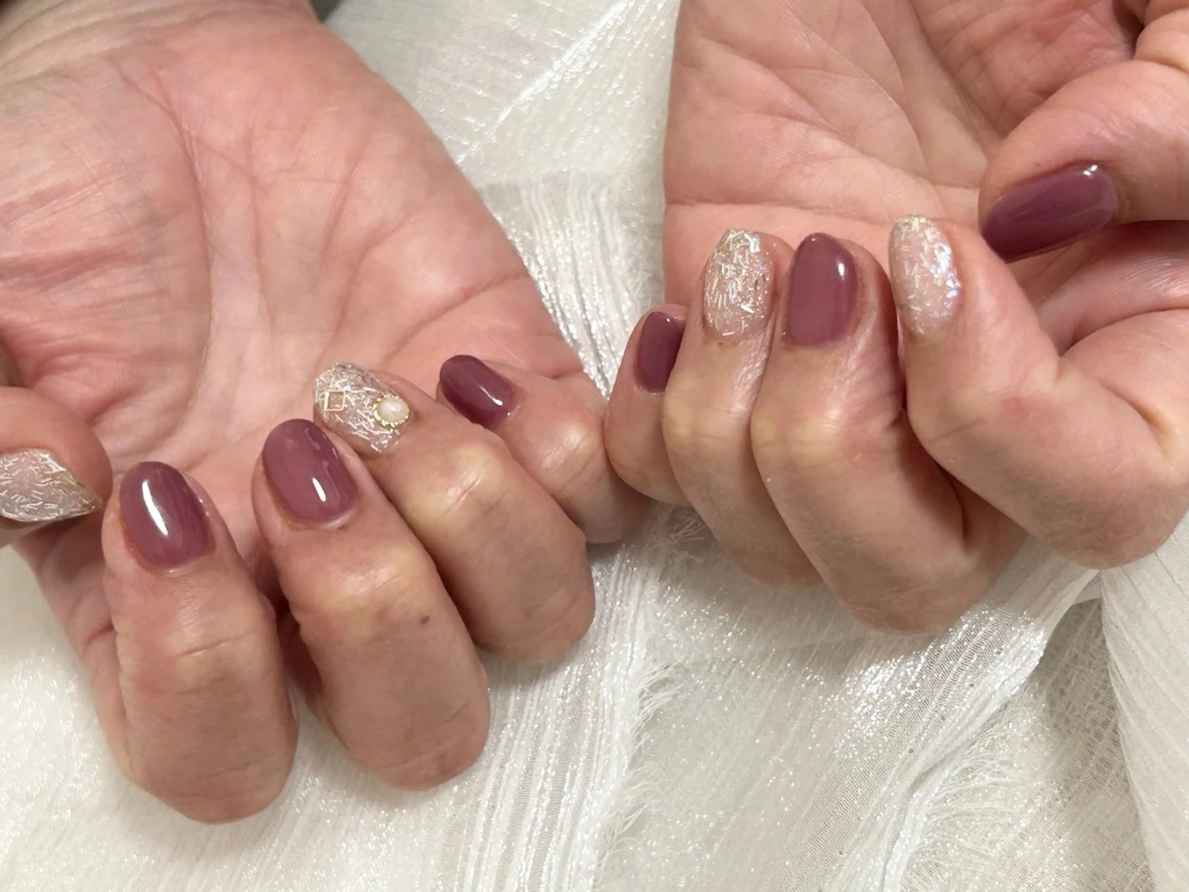 ネイル オーロラネイル フットネイル フレンチネイル ジェルネイル ラメ(グリッター) ハンドネイル Mogu nail 二子玉川のネイルデザイン