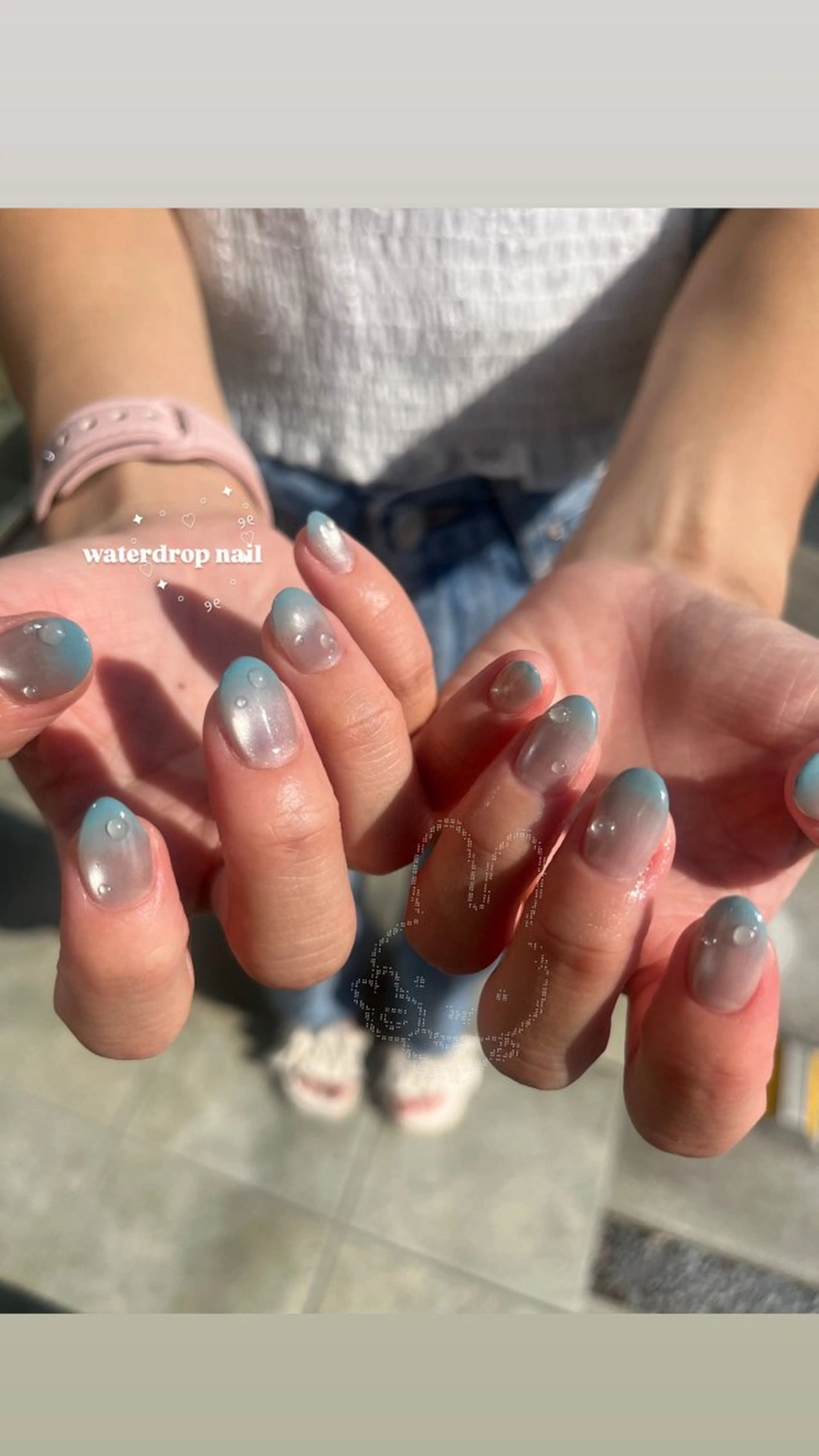 ネイル ブルー グラデーション ハンドネイル エレン 南越谷のネイルデザイン