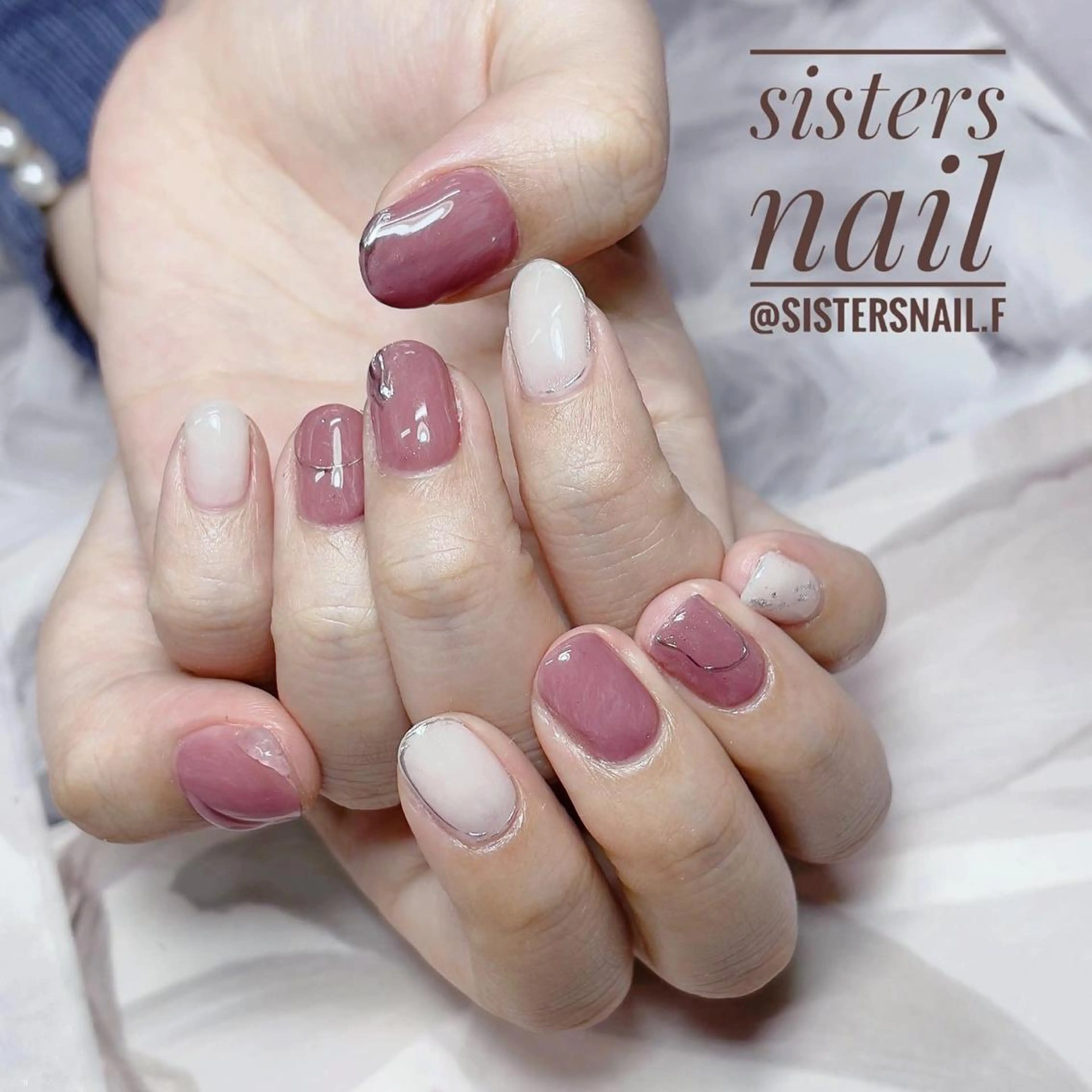ネイル アートネイル キラキラネイル ミラーネイル ニュアンスネイル オフィスネイル sisters nail.fのネイルデザイン