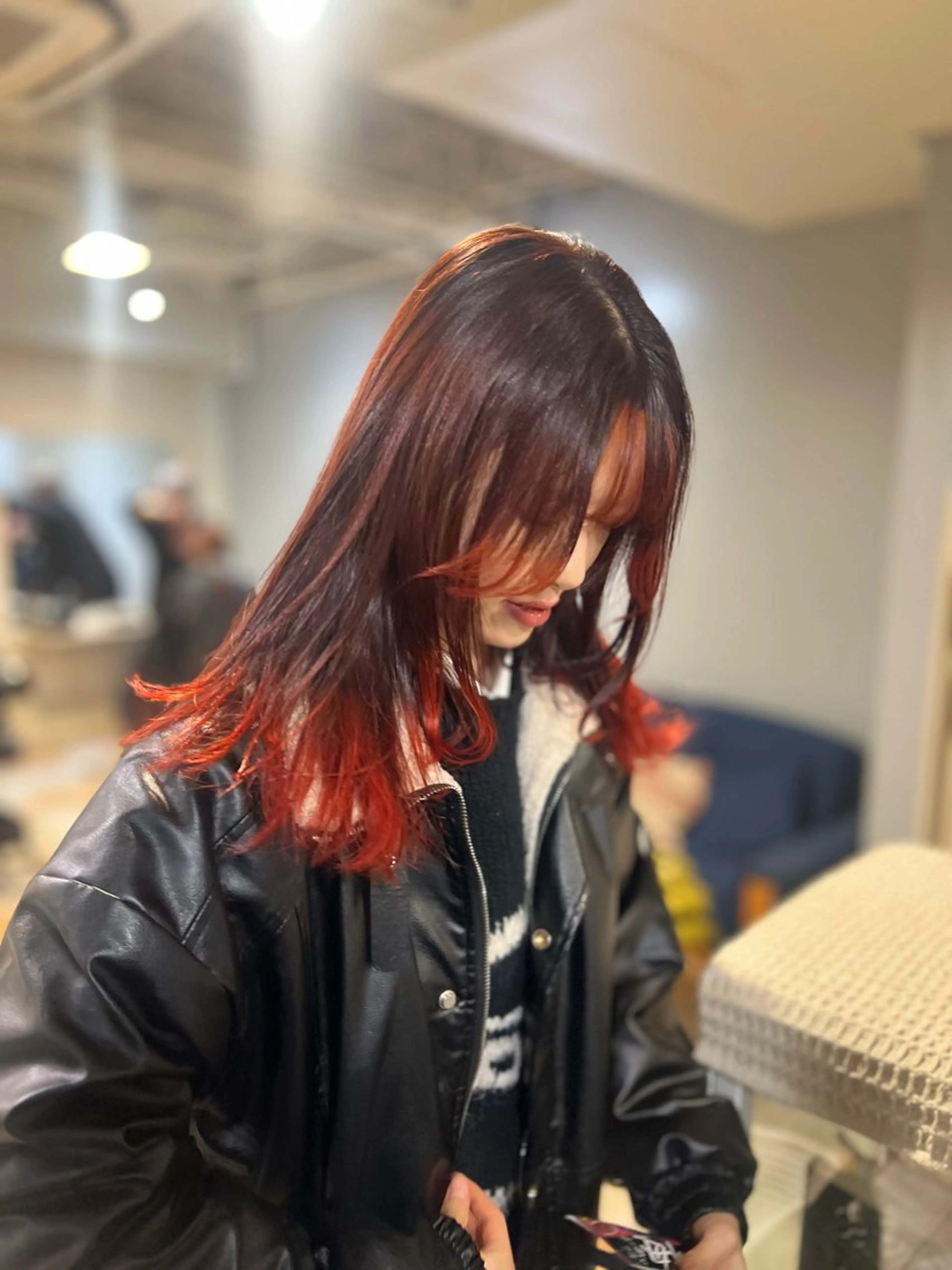 セミロング カラー デザインカラー レイヤーカット ヘアカラー トリートメント 🌈海外girl Kaede🌈のヘアスタイル