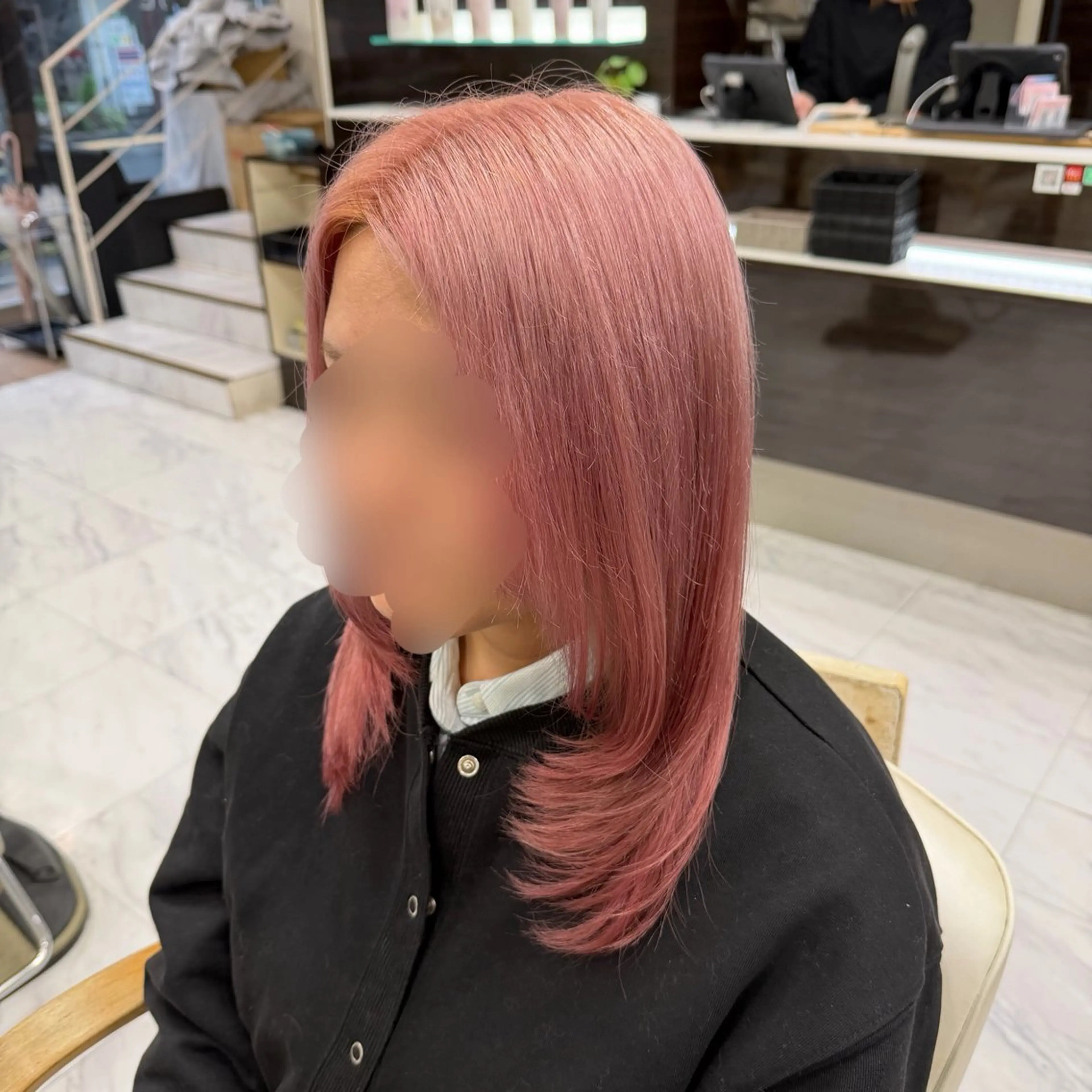 ミディアム カラー ブリーチ ピンクカラー カット ヘアカラー トリートメント ヘアセット 🌼杉田 胡桃🌼のヘアスタイル