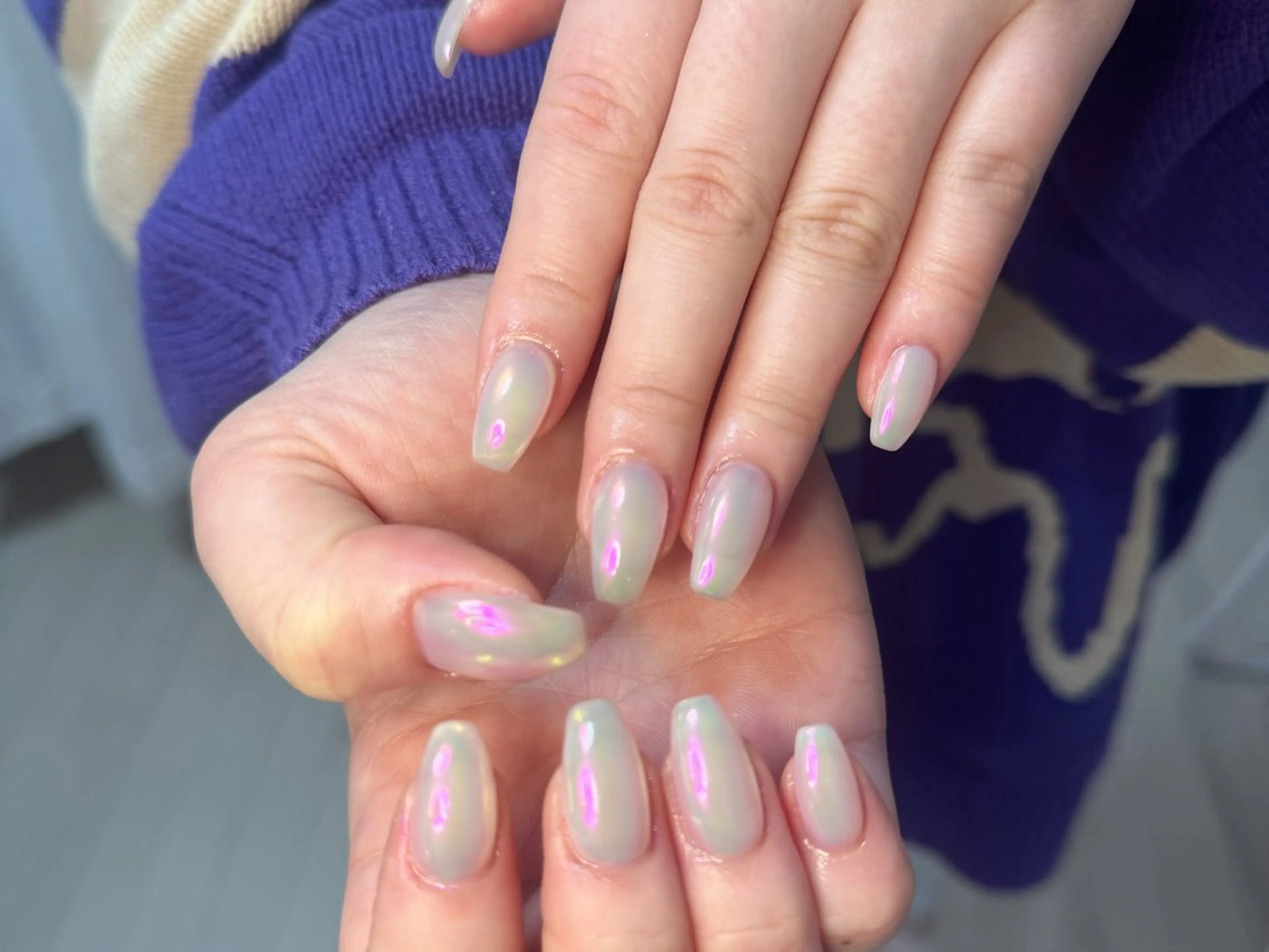 ネイル アートネイル オーロラネイル チークネイル フレンチネイル ガラスフレンチ ハンドネイル 🎀🎀YooLi Nail Salonのネイルデザイン