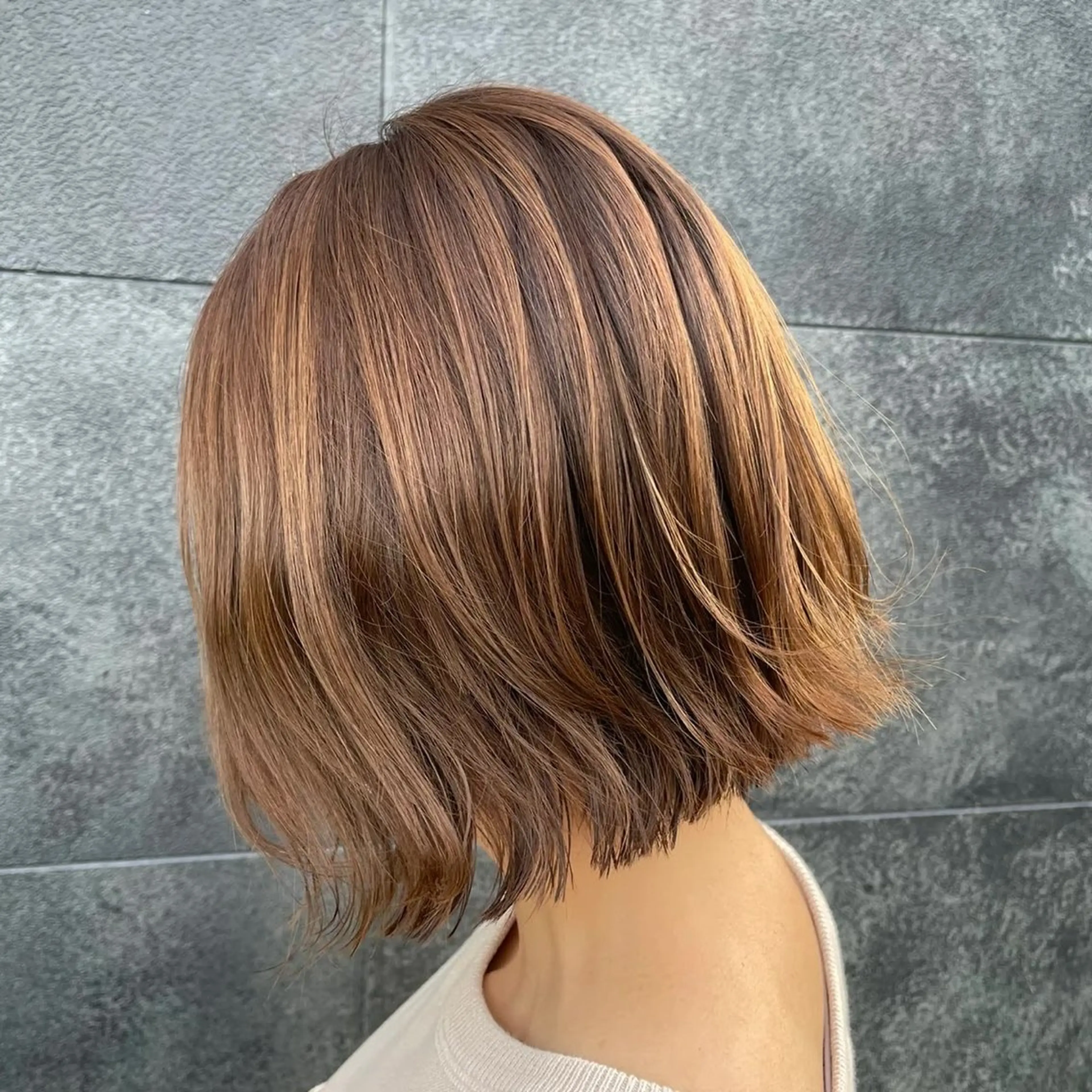 ミディアム 切りっぱなしボブ ボブ ヘアカラー トリートメント 【抜け感ヘア🌿】 natuna.のヘアスタイル