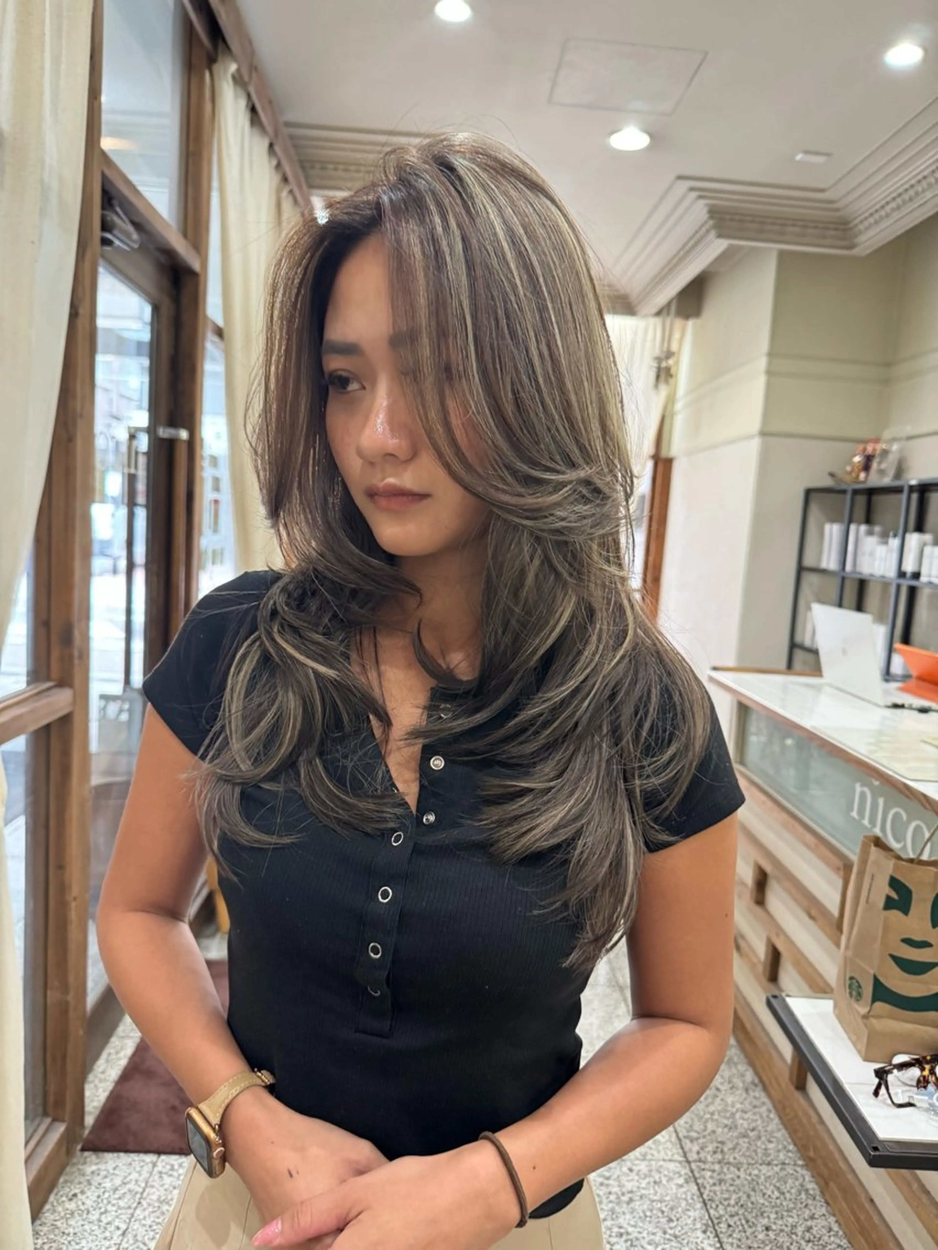 海外風ハイライトカラー➕トリートメントの写真