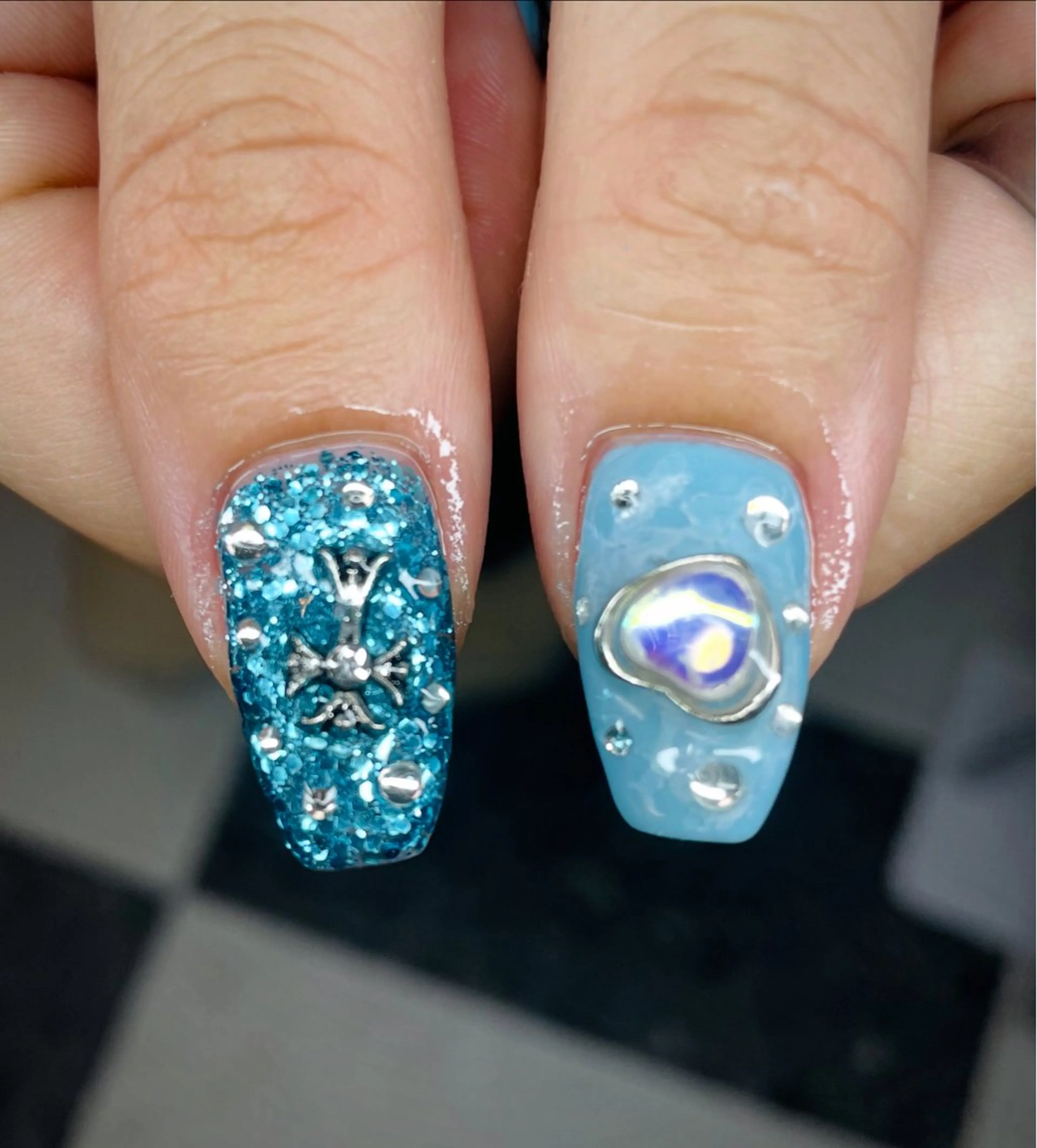 ネイル ブルー シンプルネイル 夏ネイル ハンドネイル posa nail モエミのネイルデザイン