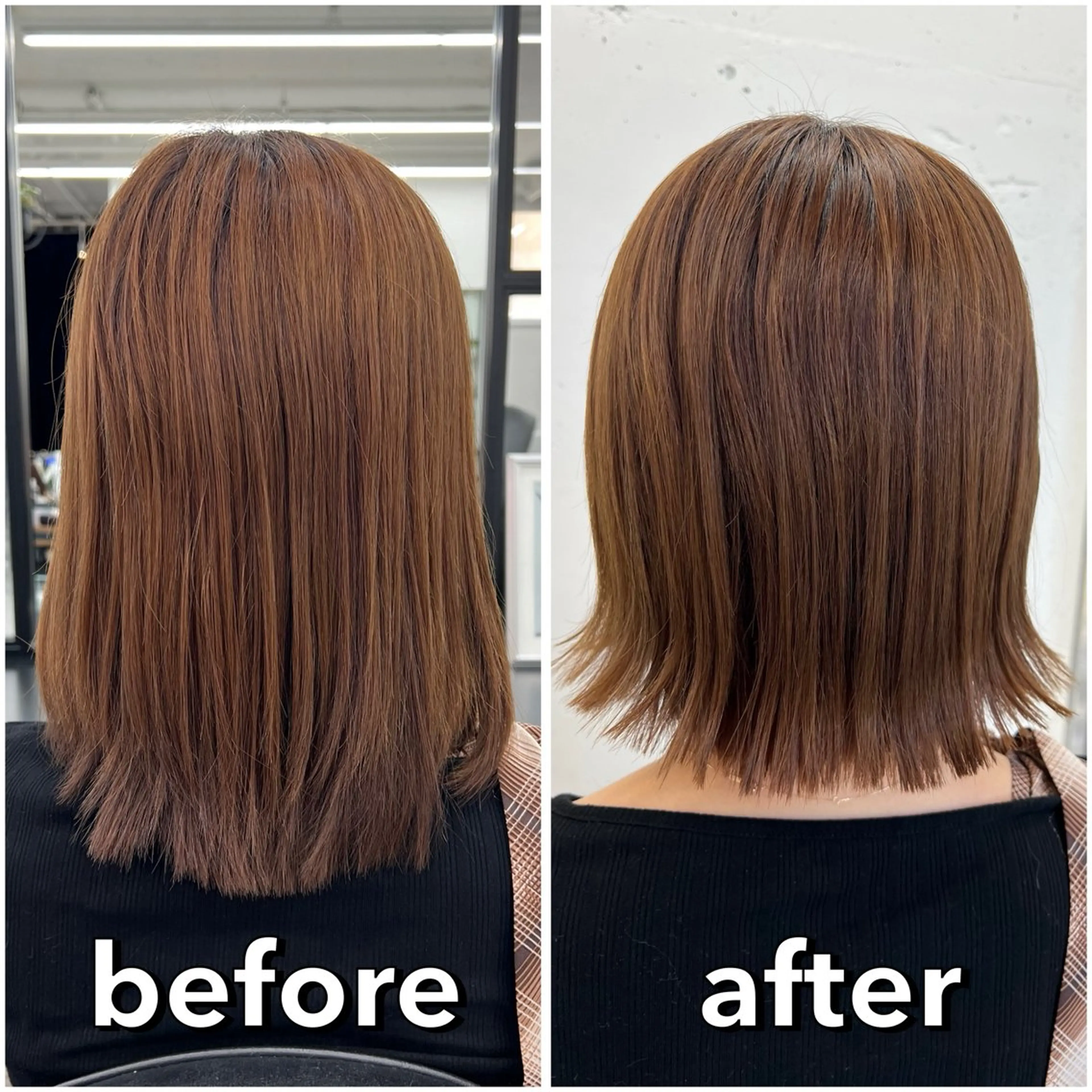 ミディアム カラー ボブ 小顔カット 外ハネヘア カット あすか JILLSTUDIOのヘアスタイル