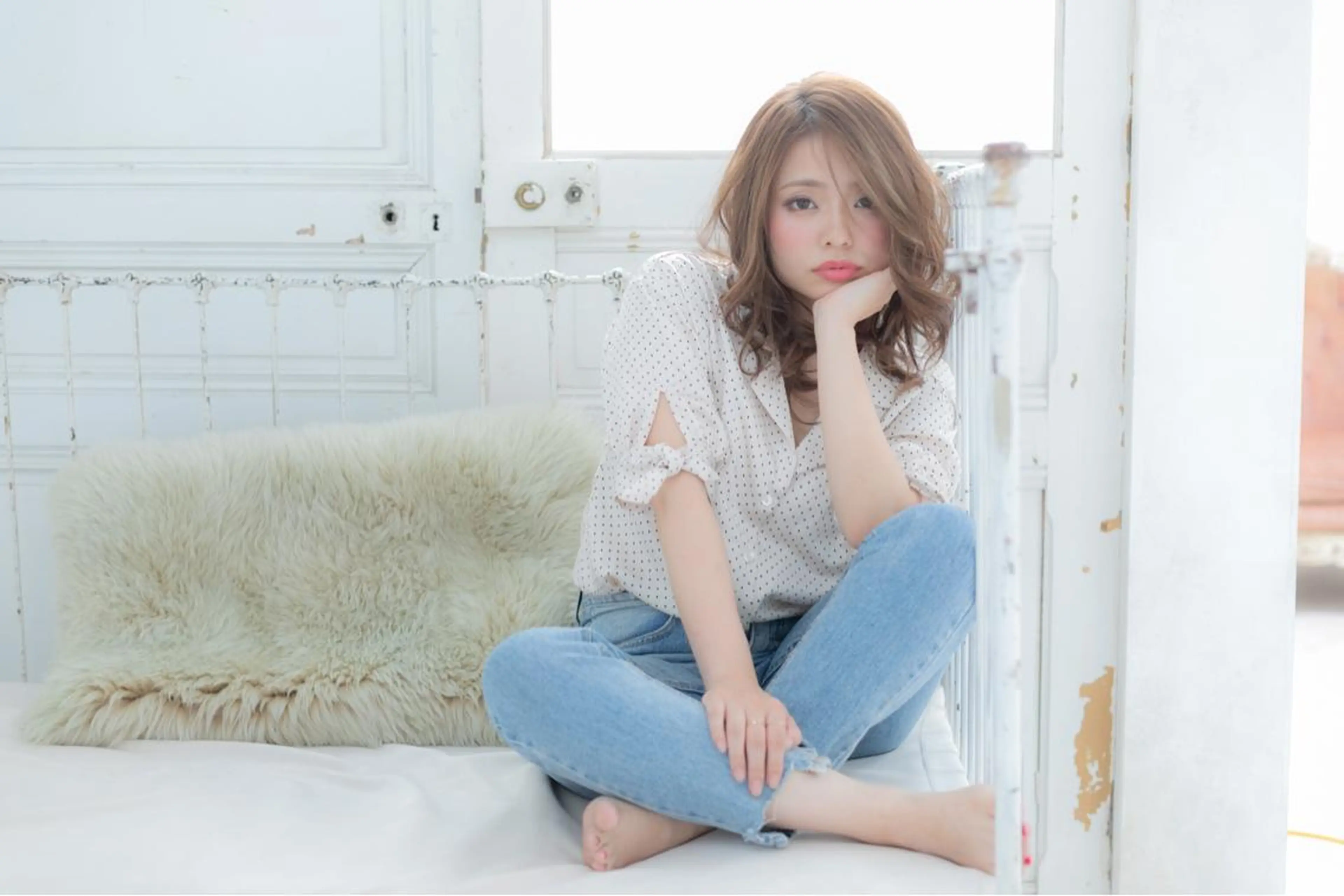 セミロング カラー パーマ ヘアアレンジ 川上 有香のヘアスタイル