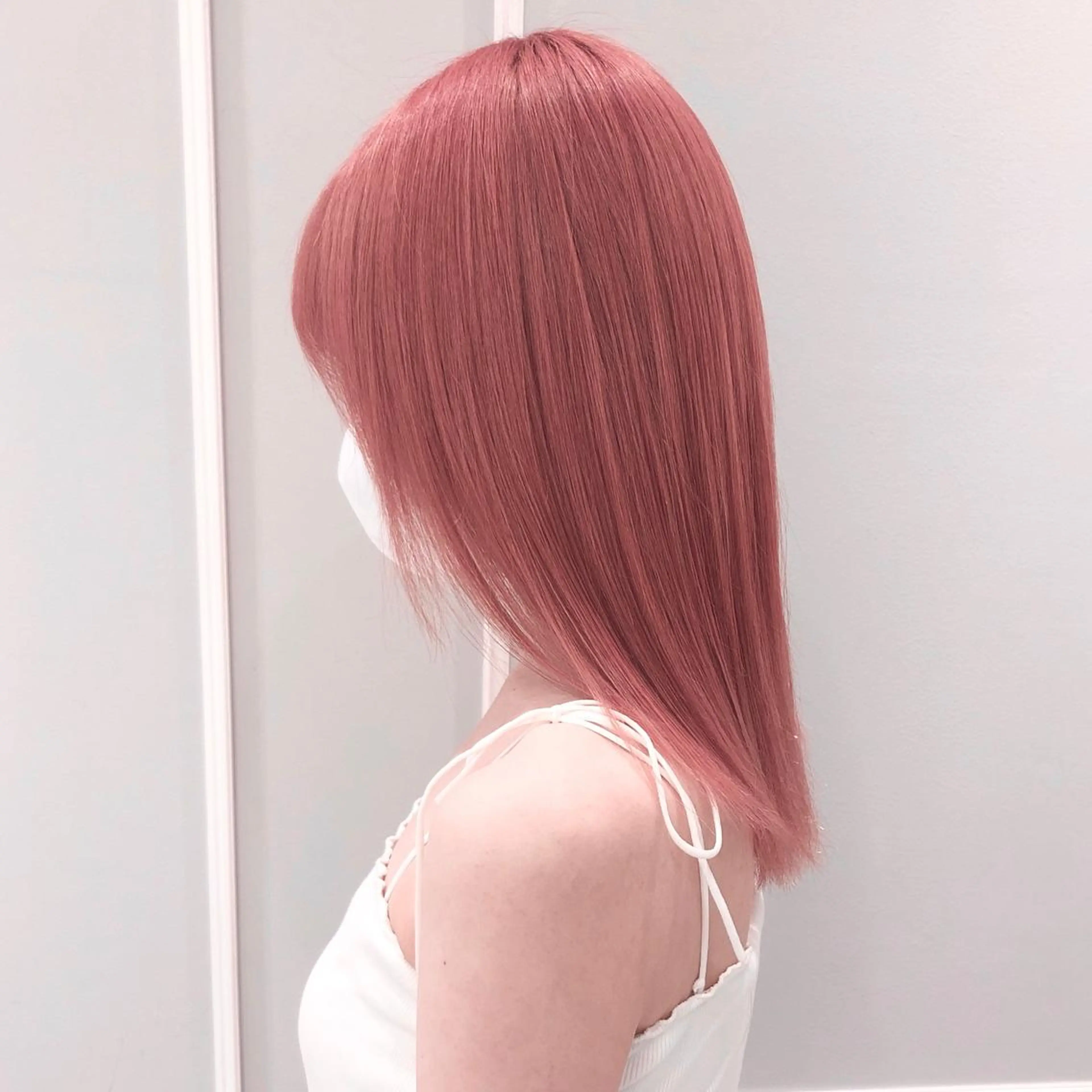 セミロング カラー ブリーチ ダブルカラー インナーカラー ピンクカラー カット ヘアカラー トリートメント 💎小顔前髪&髪質 改善カラー💎片桐のヘアスタイル