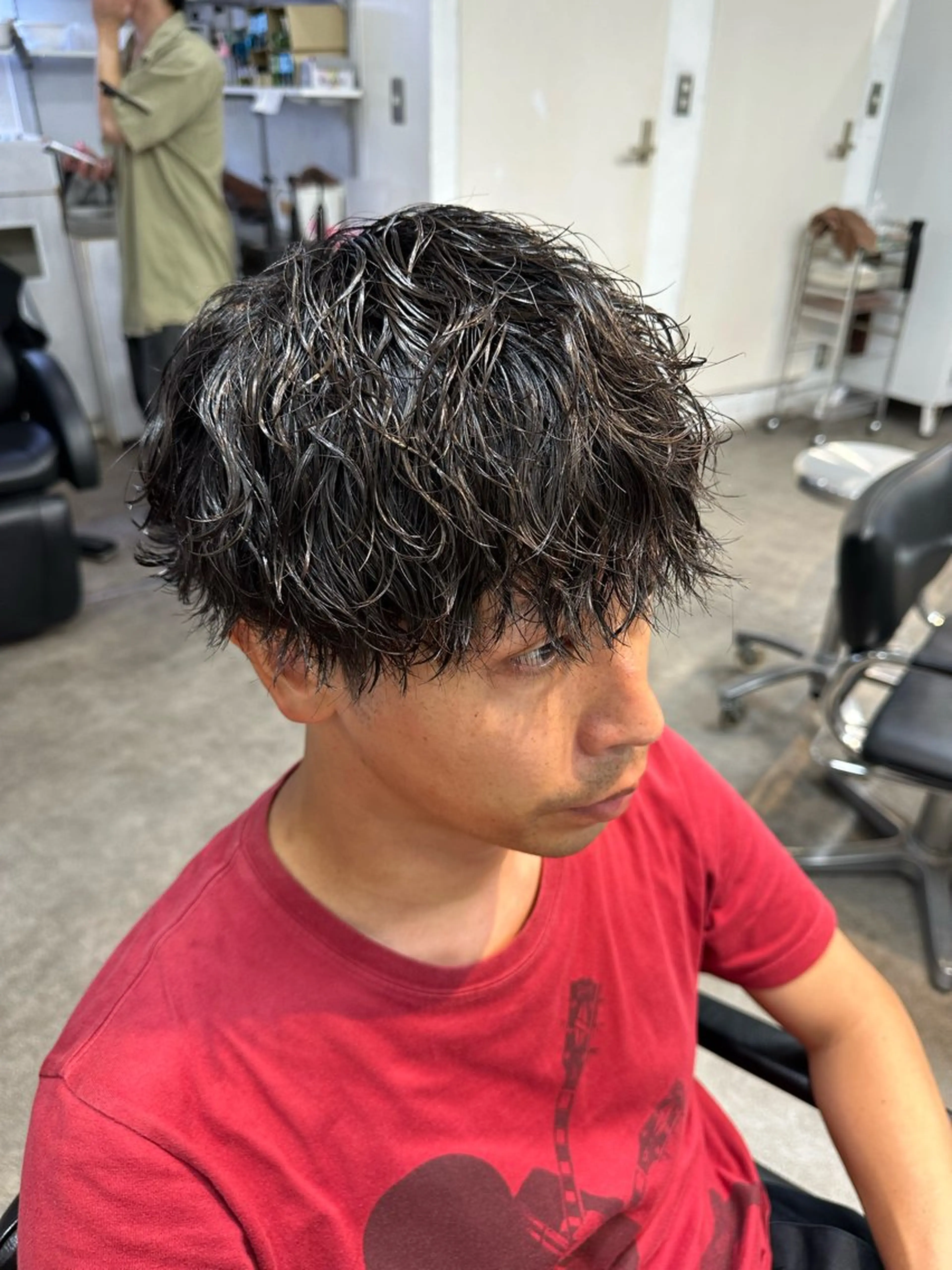 ショート メンズ メンズパーマ 波巻きパーマ パーマ fifth men's原宿所属・fifth/原宿/ シャドウパーマ/カズのヘアスタイル