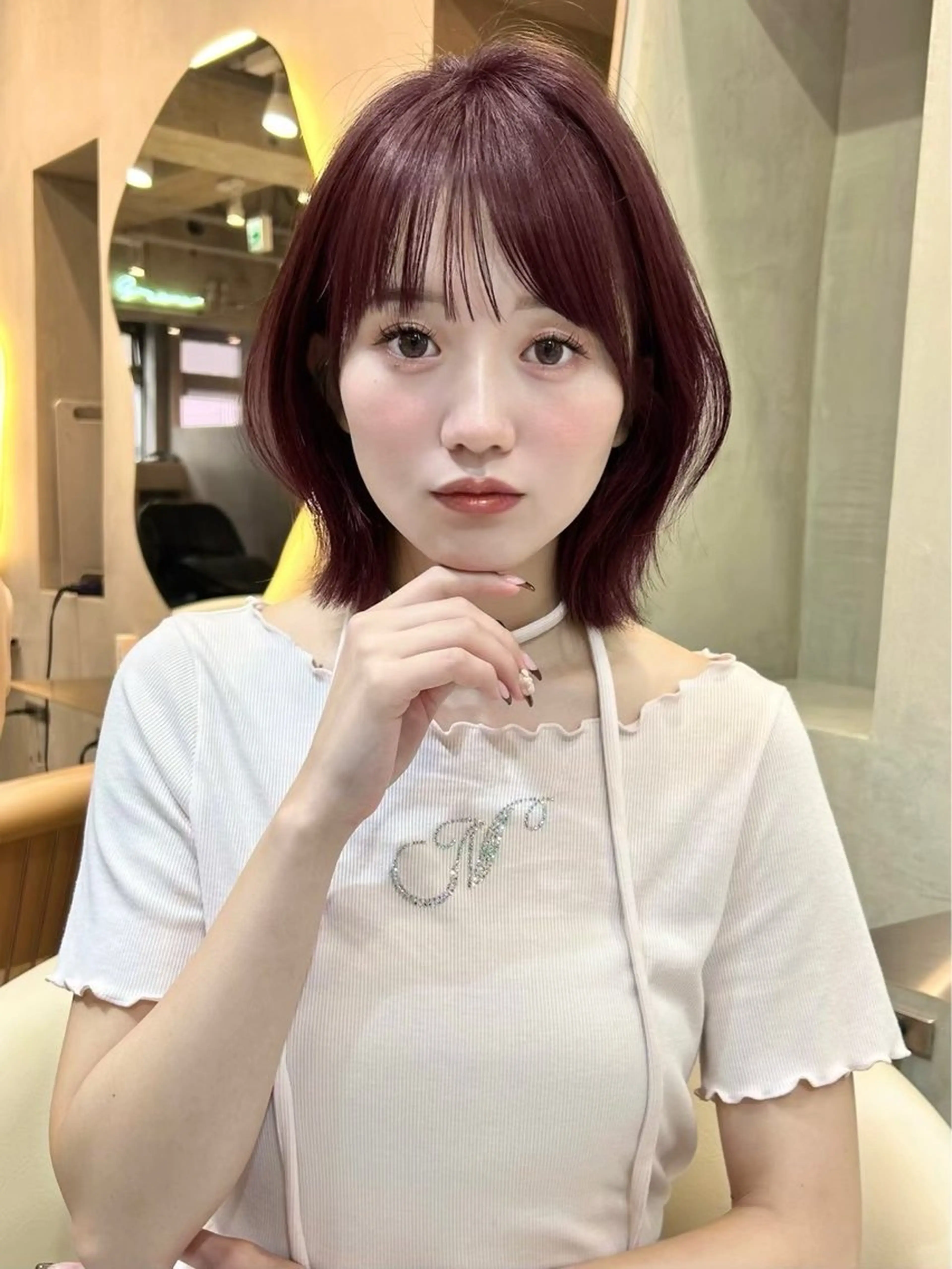 カラー レイヤー/暖色カラー /パーマ/落合 歩夢のヘアスタイル