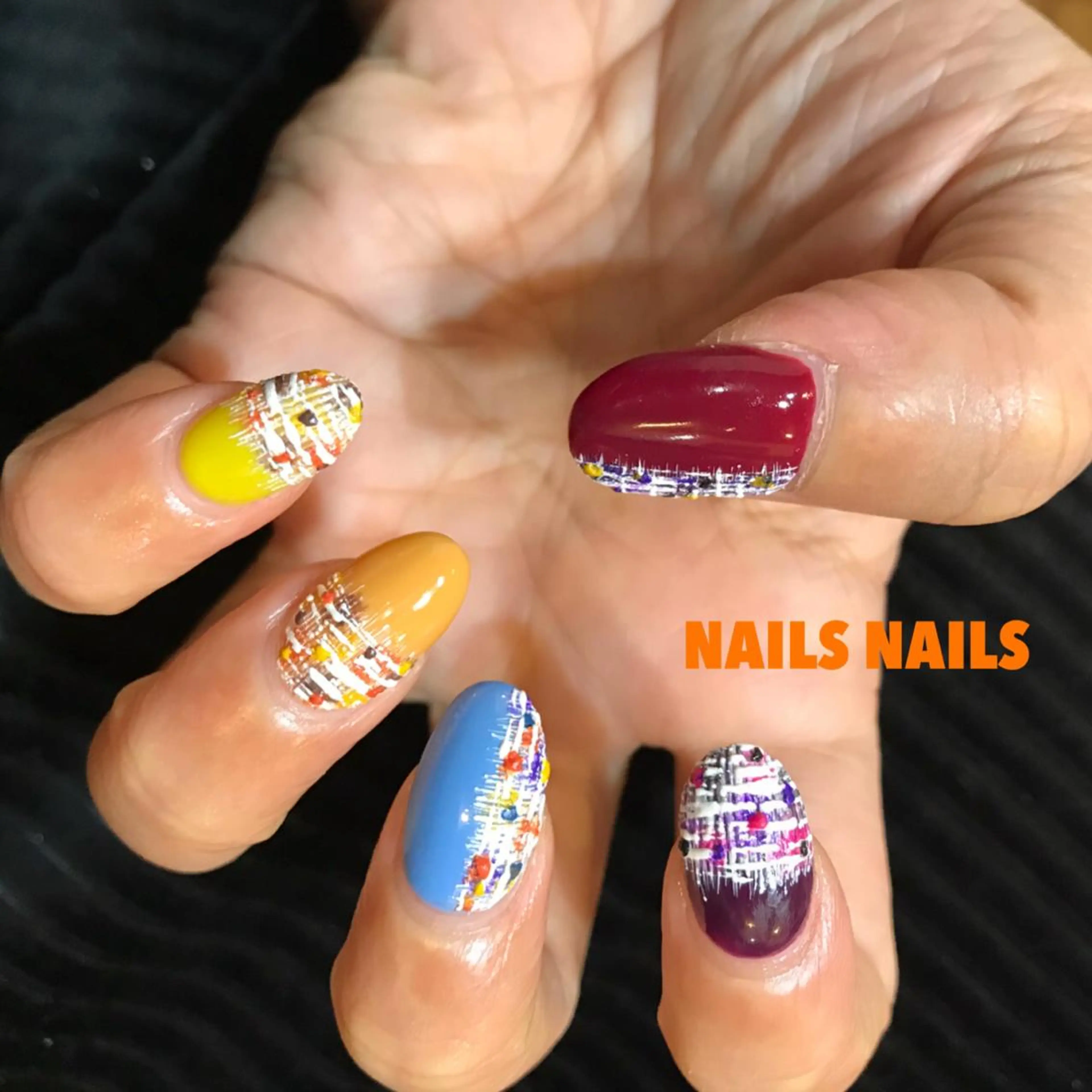 ネイル ジェルネイル ツイードネイル 冬ネイル ハンドネイル NAILSNAILS ERIKAのネイルデザイン