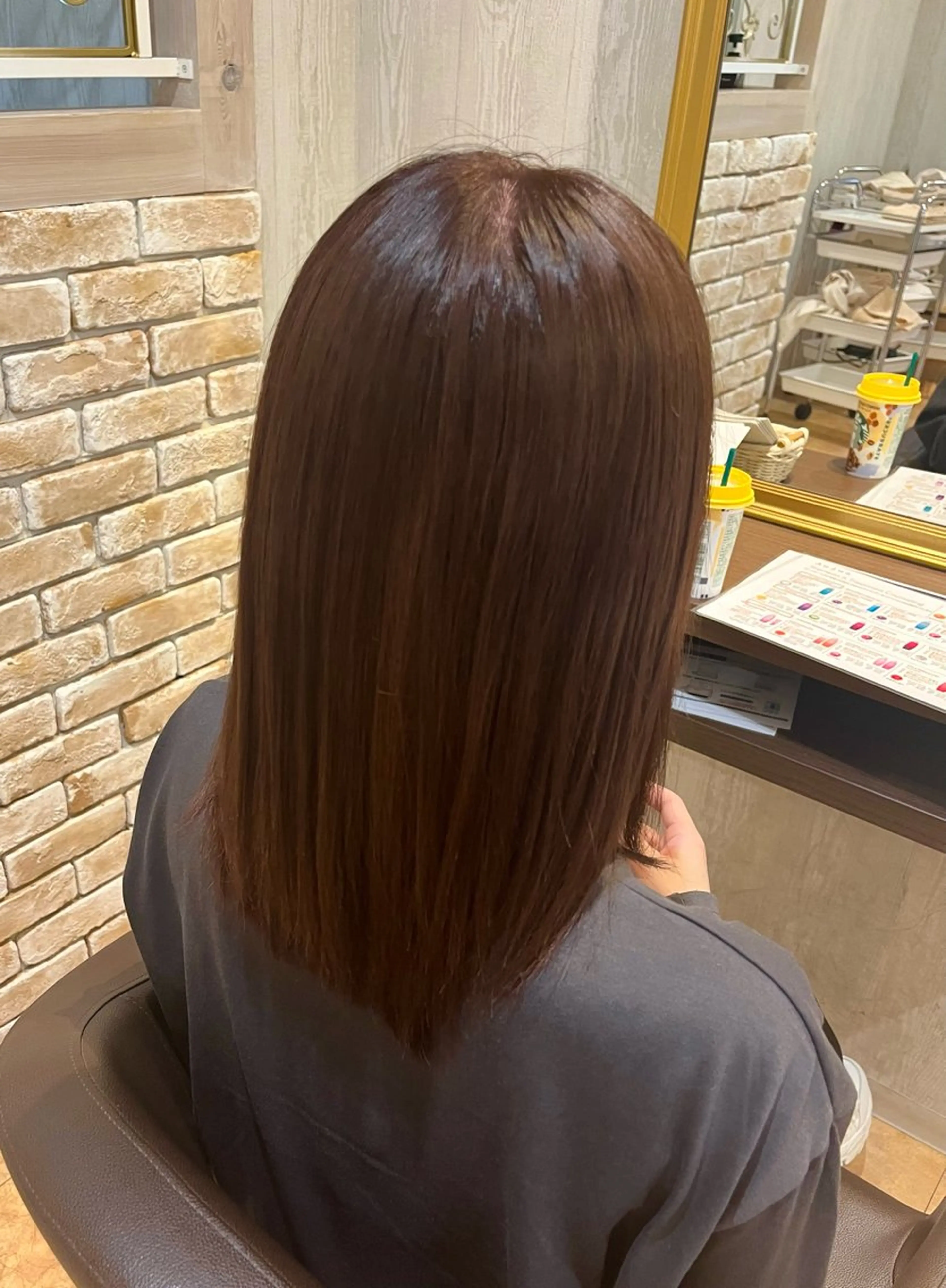 ミディアム カラー ブラウンカラー ピンクカラー ピンクブラウン ヘアカラー トリートメント ブリーチなしWカラー レイヤー/Rickyのヘアスタイル