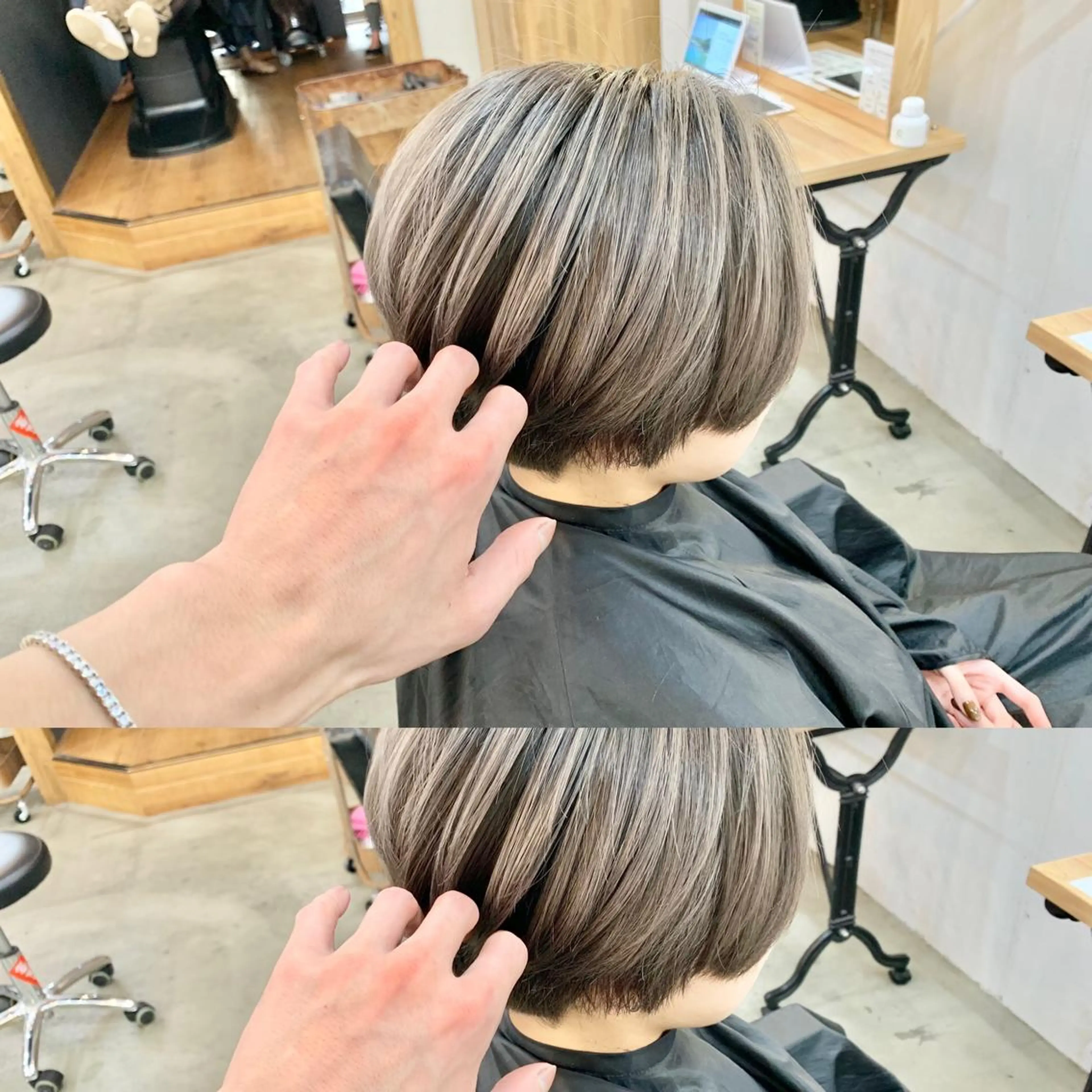 ショート カラー ヘアアレンジ ネイル マツエク・マツパ ベージュカラー ホワイトベージュ ショートヘア ショートネイル ホワイト カット ヘアカラー トリートメント ブリーチ特化 / share 元太のヘアスタイル