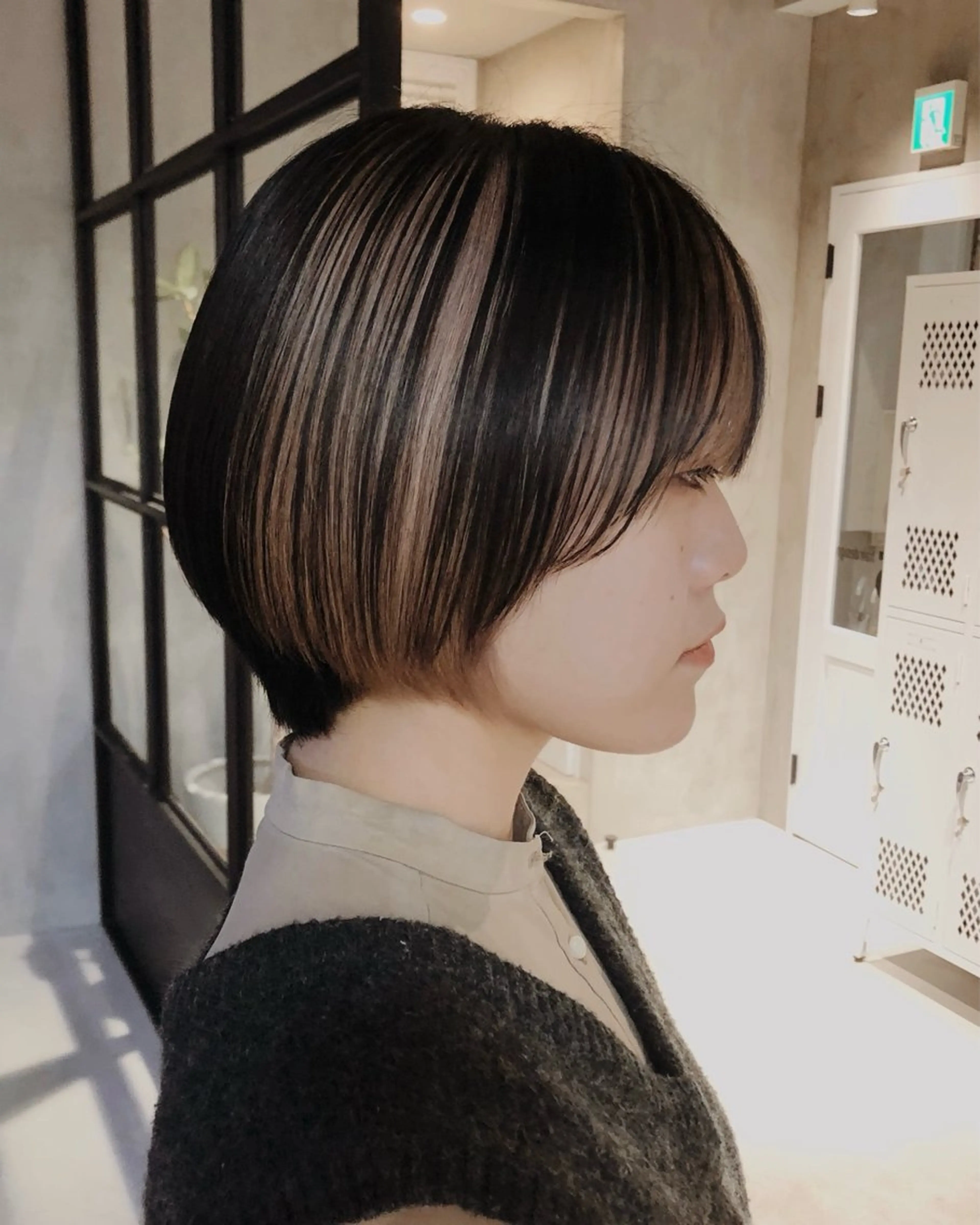 ミディアム カラー パーマ ヘアアレンジ 丸みショート くびれヘア ショートヘア原宿 fifth コシのヘアスタイル