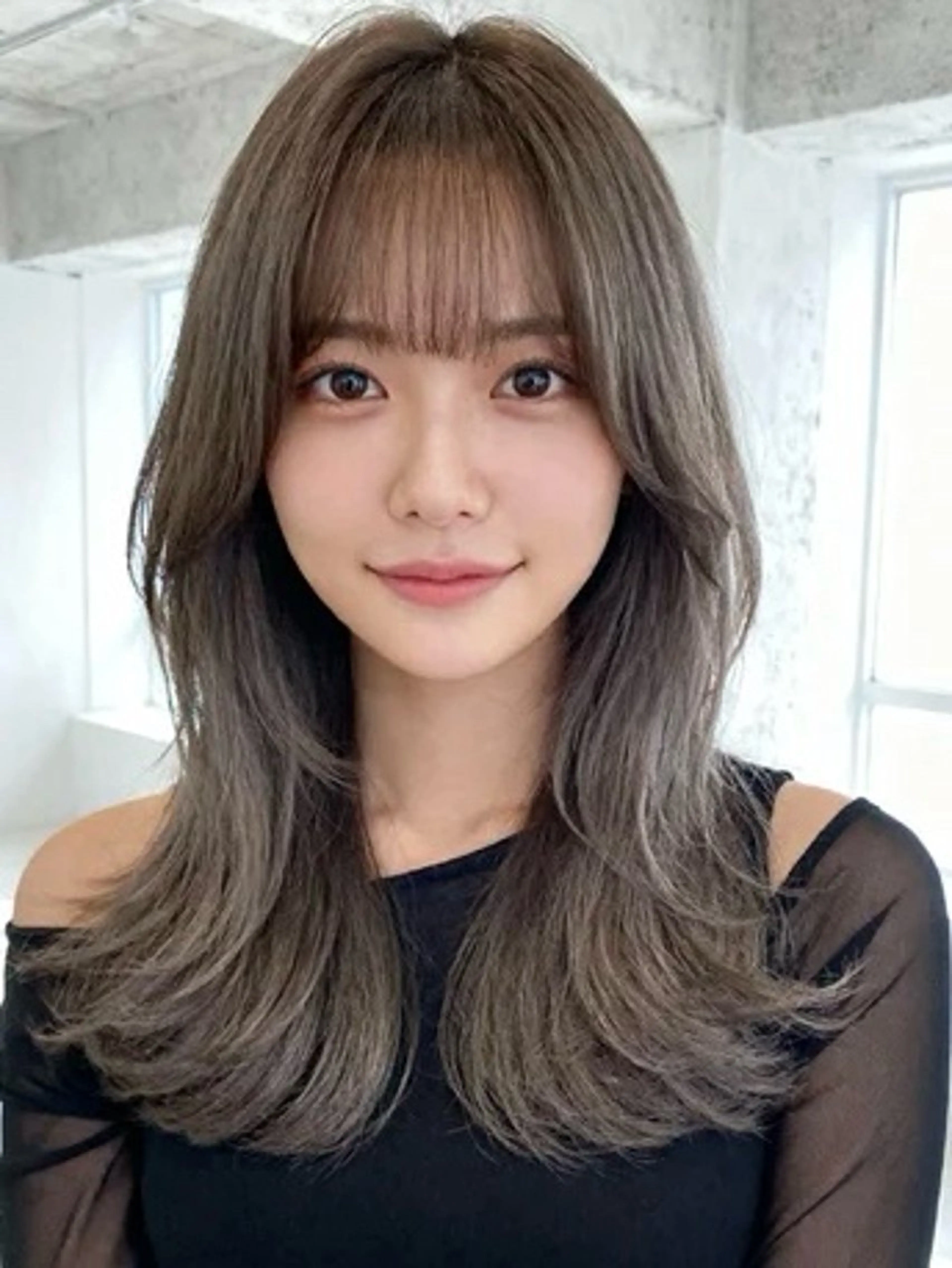 セミロング カラー アディクシーカラー 透明感カラー くびれヘア 顔まわりレイヤー 韓国風ヘア カット ヘアカラー トリートメント 韓国レイヤーカット 🫧大阪梅田レイヤーのヘアスタイル