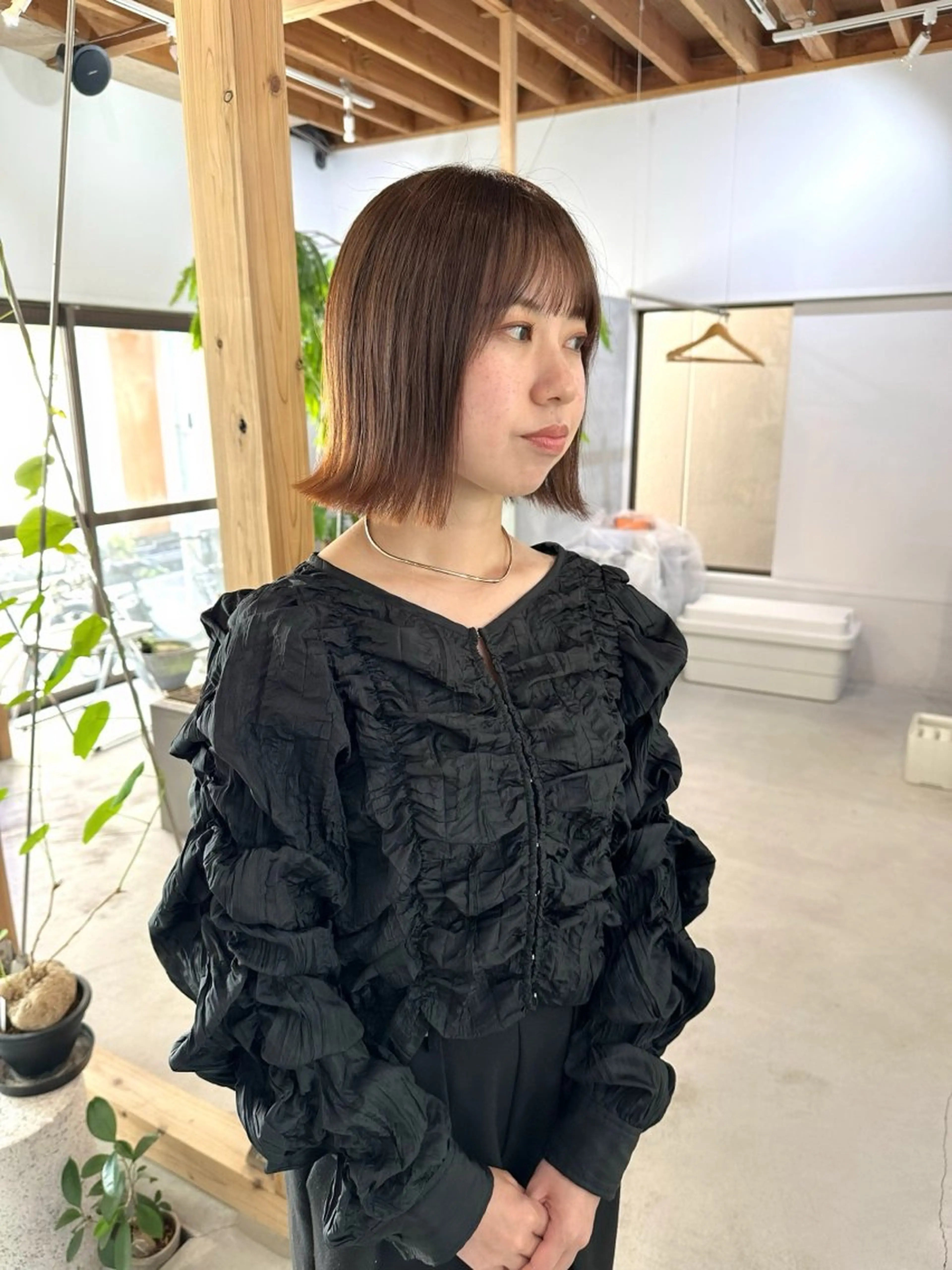 ショート 切りっぱなしボブ ボブ カット ＬＥＮＣ所属・mai ボブ /パーマ/アレンジのヘアスタイル