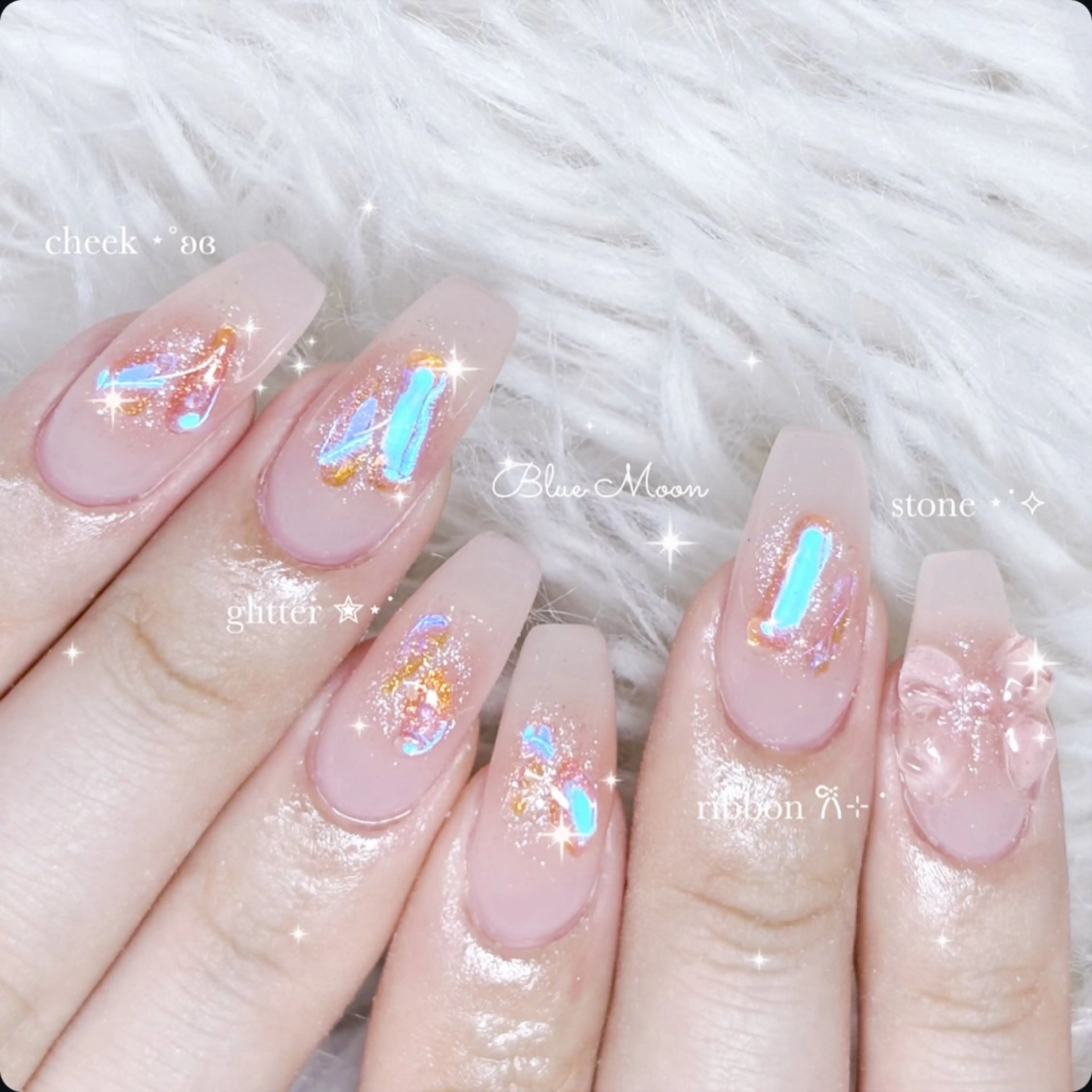 ネイル リボン ハンドネイル フットネイル ハンドケア nail salon Blue Moonのネイルデザイン