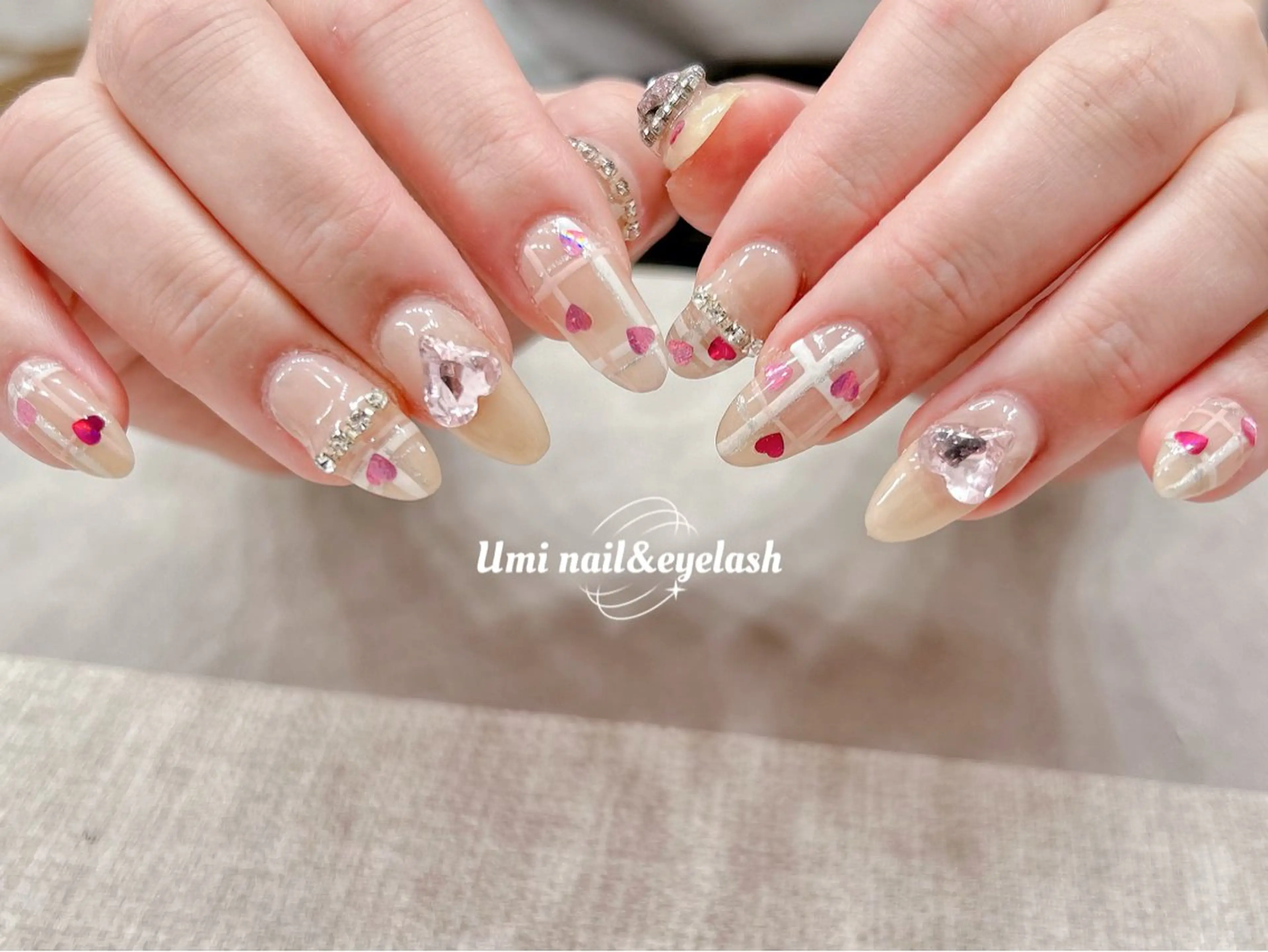 ネイル 長さ出し フレンチネイル ジェルネイル ガラスフレンチ 韓国ネイル ハンドネイル Umi nail& eyelashのネイルデザイン