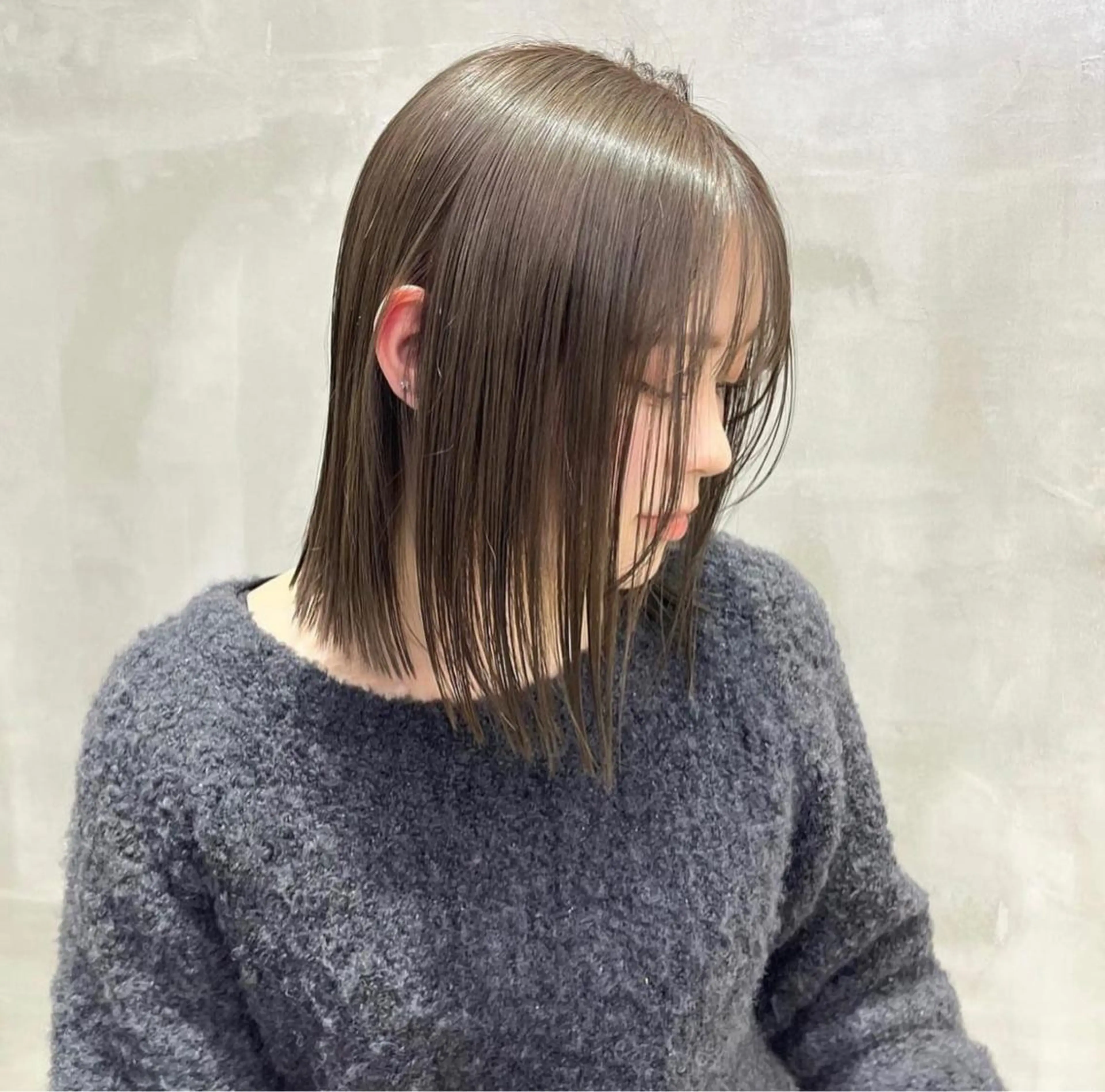 ミディアム カラー ベージュカラー 透明感カラー オリーブベージュ ヘアカラー ナツミ/透明感カラー /酸性ストレートのヘアスタイル