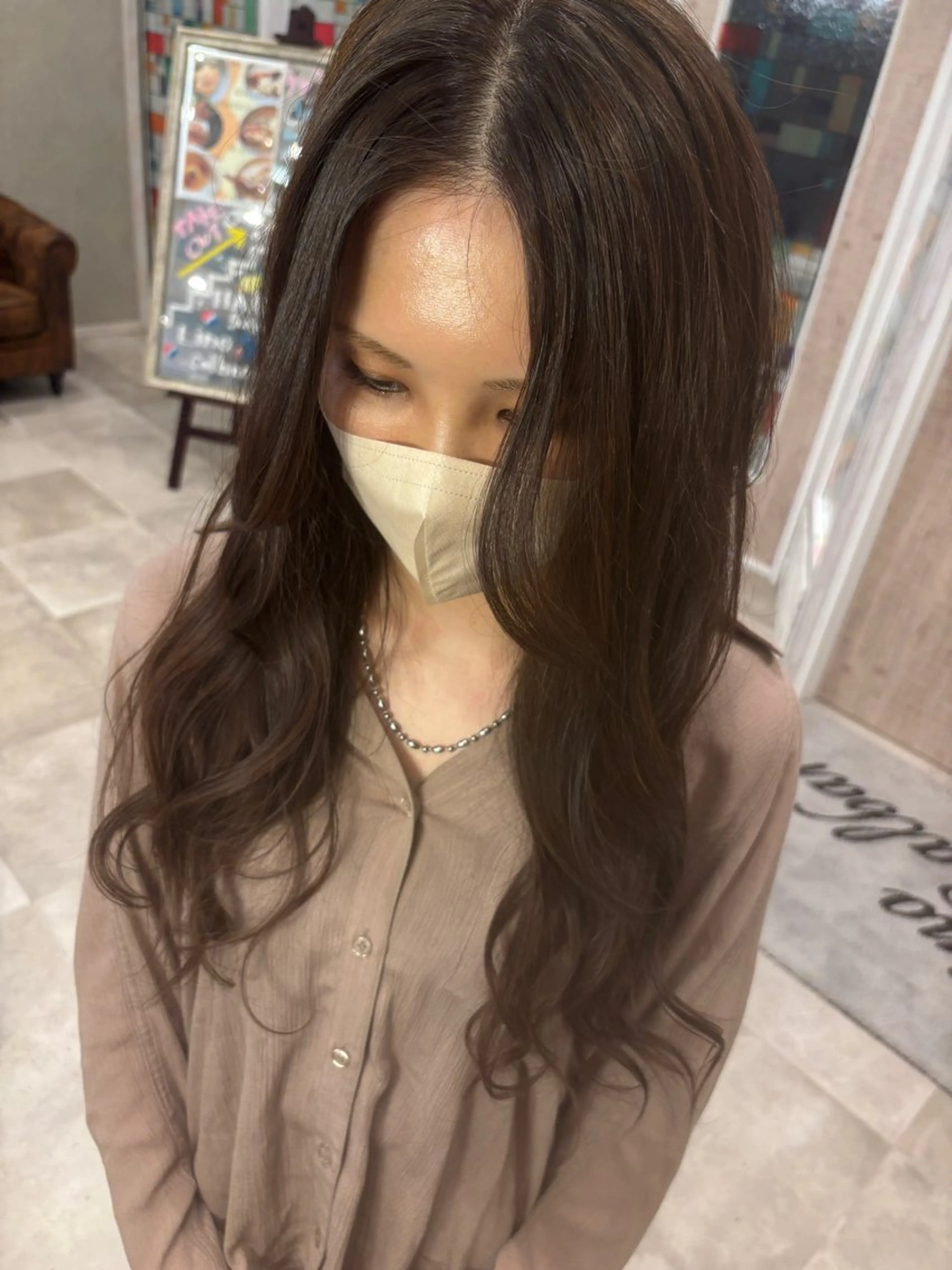 カラー アッシュ アッシュブラウン ブラウンカラー 透明感カラー オレンジ Calbari 中島　朔のヘアスタイル