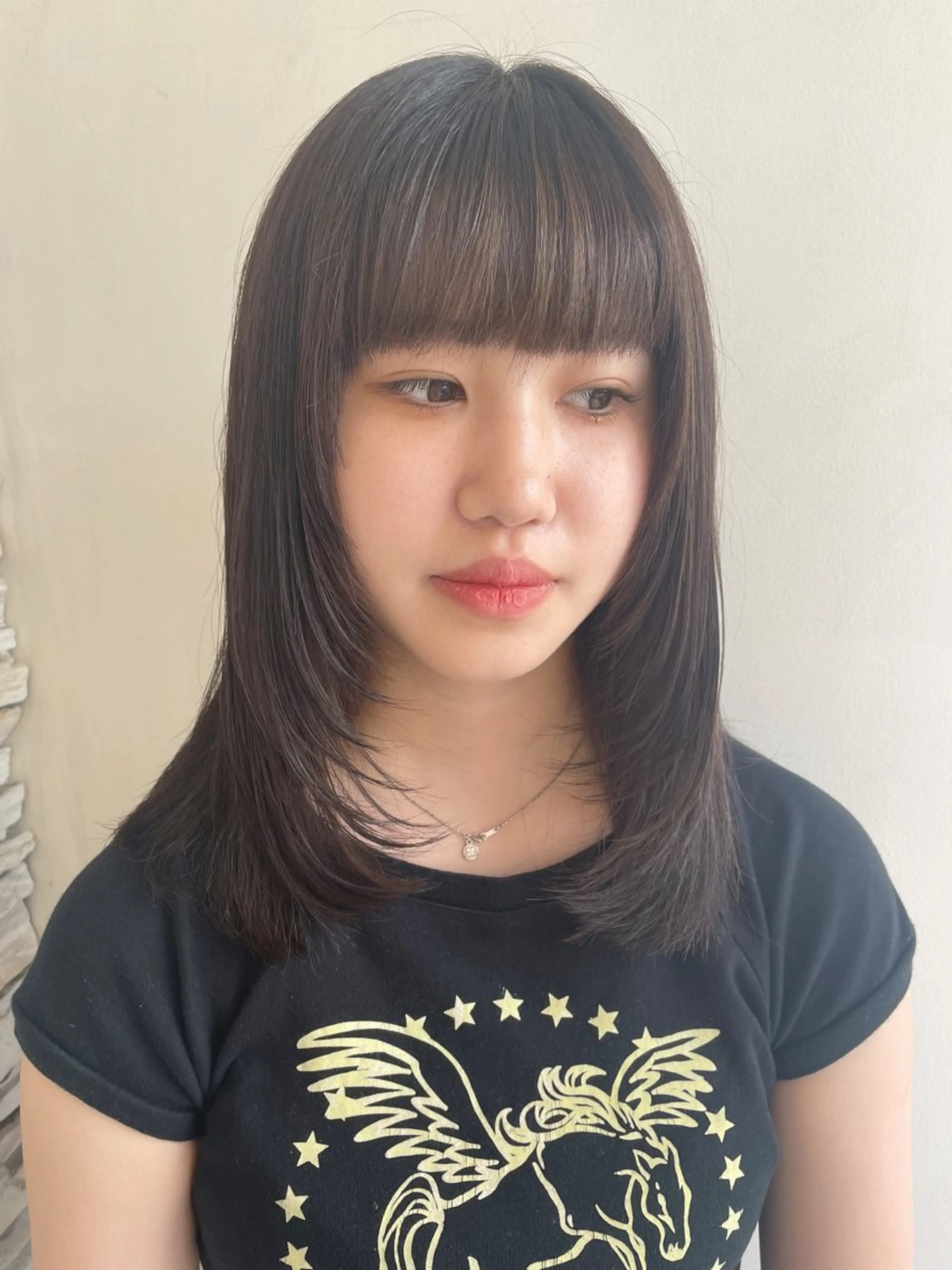 セミロング 韓国風ヘア レイヤーカット 🍒顔周り/レイヤー /韓国風/アリサ🍒のヘアスタイル