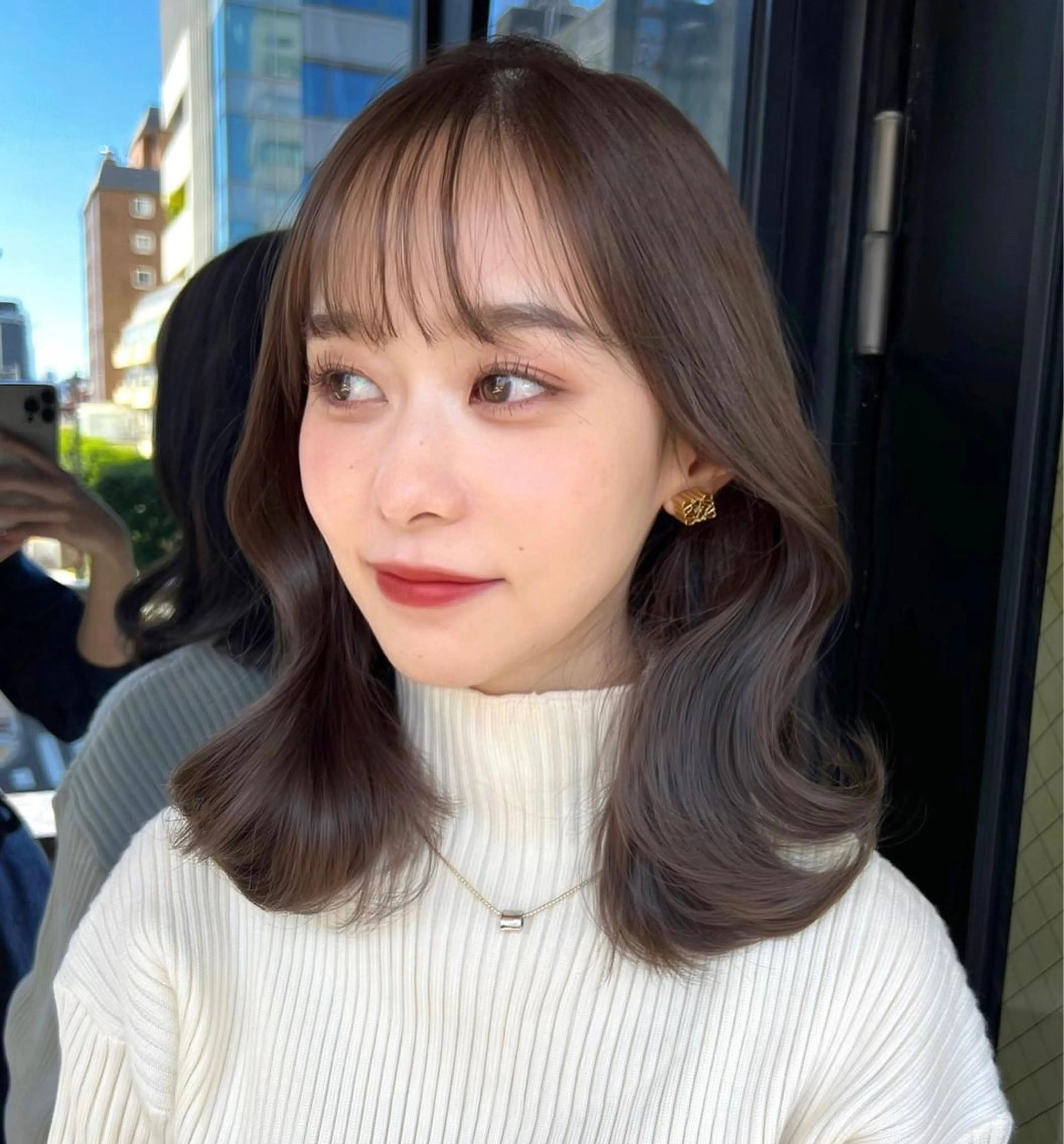 ミディアム カット ヘアカラー トリートメント 韓国ヘア♡ 顔まわりカットayaのヘアスタイル