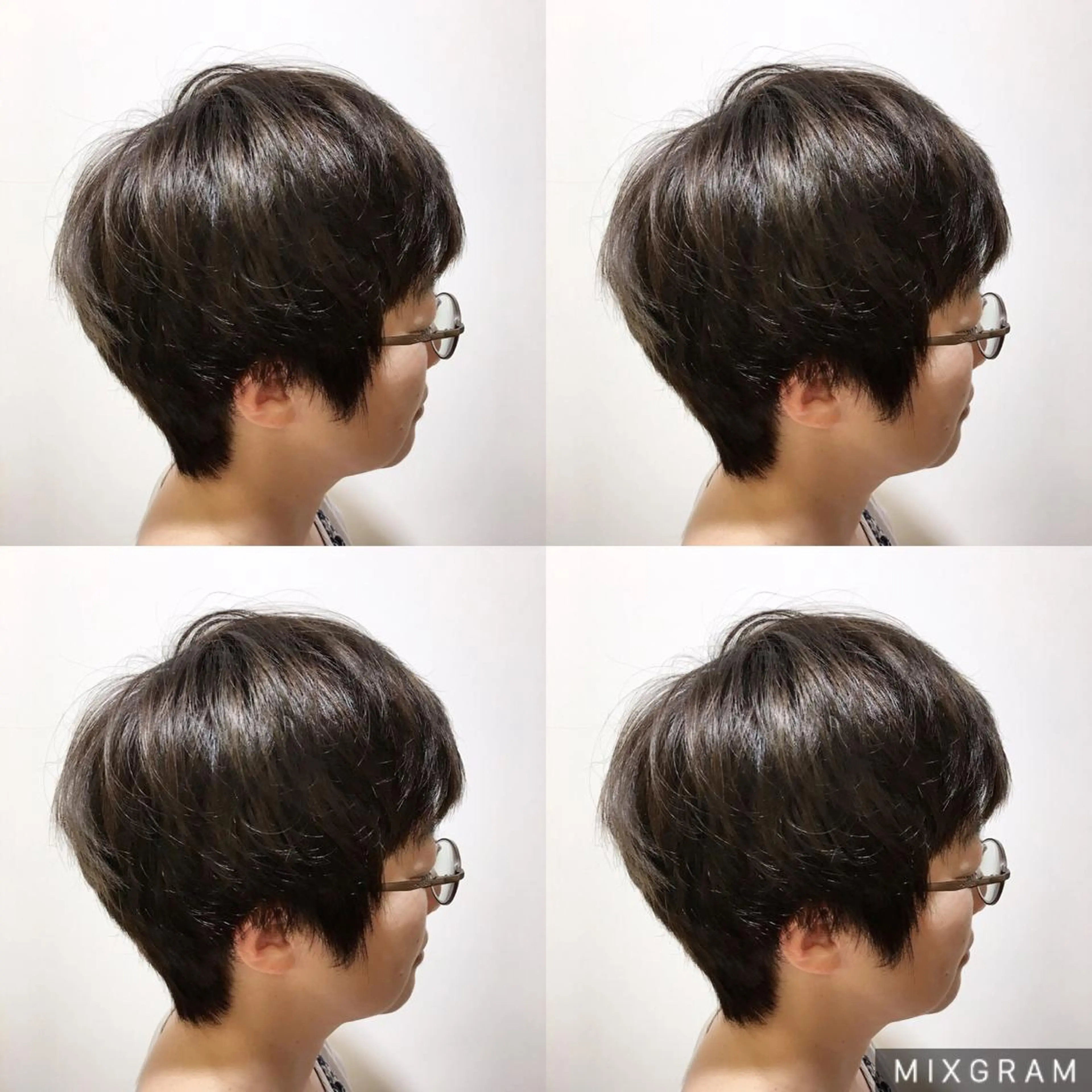 ショート カラー ダークグレー ダークグレージュ グレージュ ハイライトカラー ハイライト 海外風レイヤーカット 👑店長　平松　由のヘアスタイル