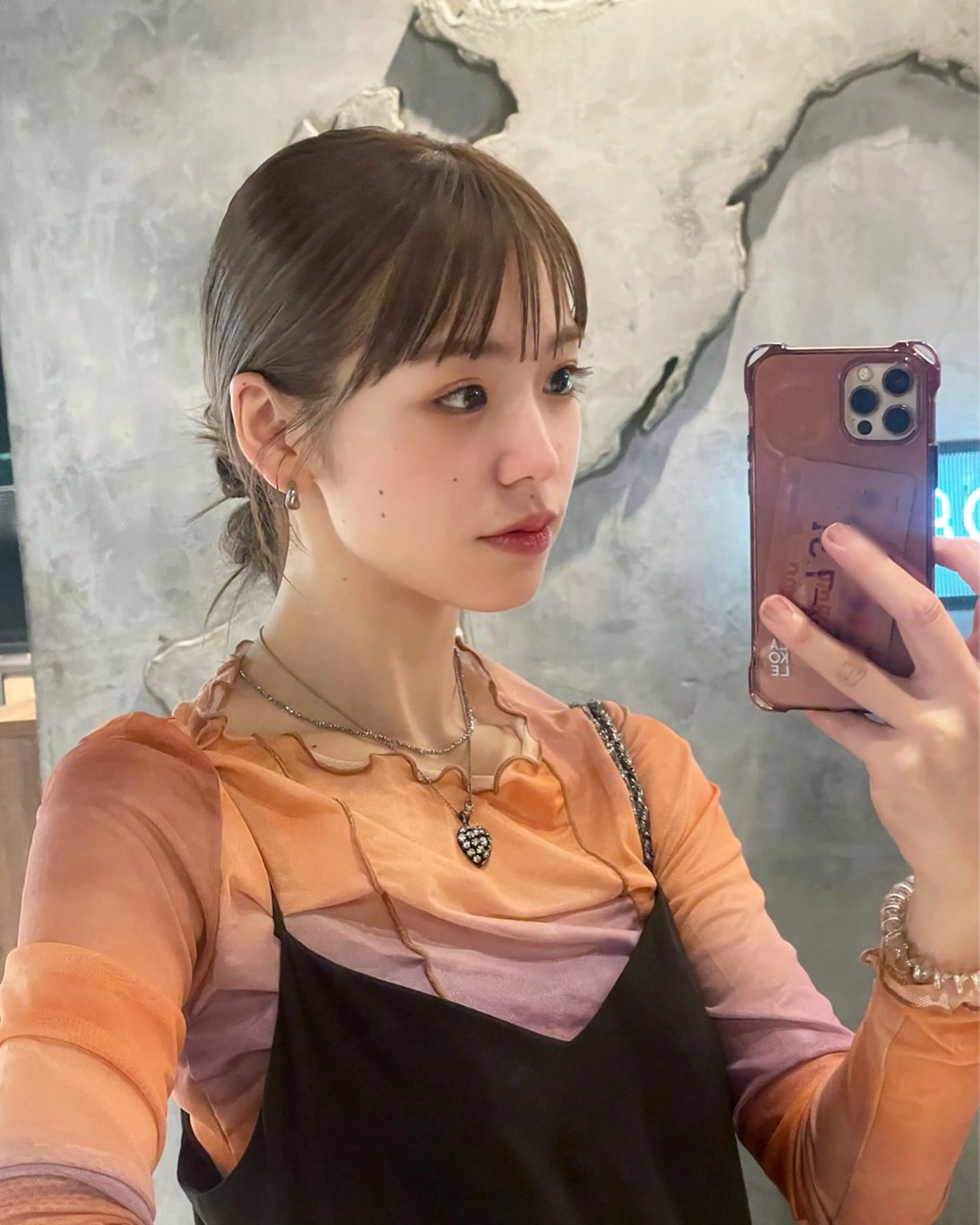 ミディアム カラー ヘアアレンジ カット ヘアカラー トリートメント ヘッドスパ ヘアセット 【柔らか透明感✨/ 似合せ前髪】大石葉月のヘアスタイル