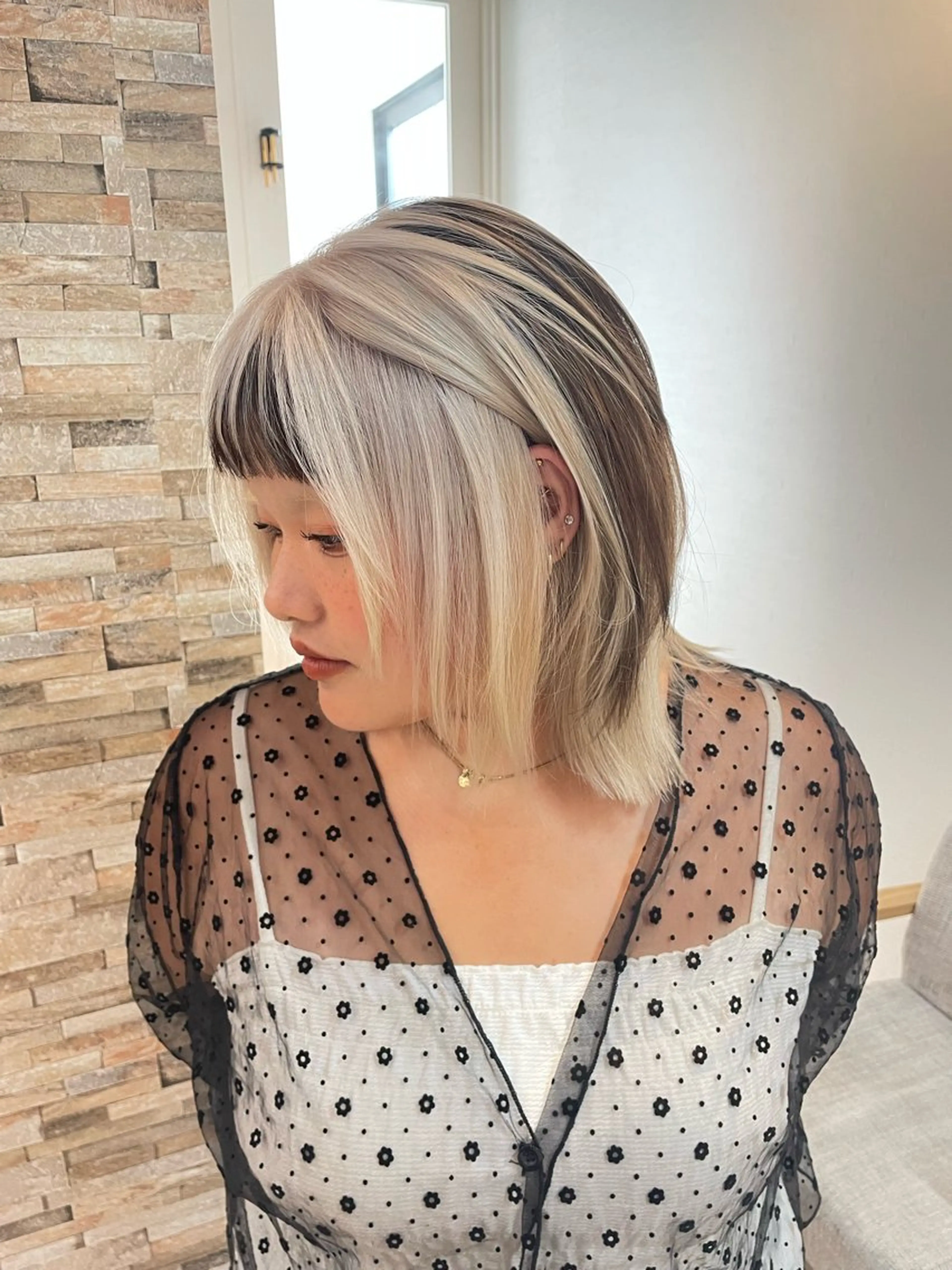 ミディアム カラー 黒髪 ナチュラルブラック カット ヘアカラー トリートメント STAR RIVER所属・YUI/ ブリーチカラー🌷のヘアスタイル