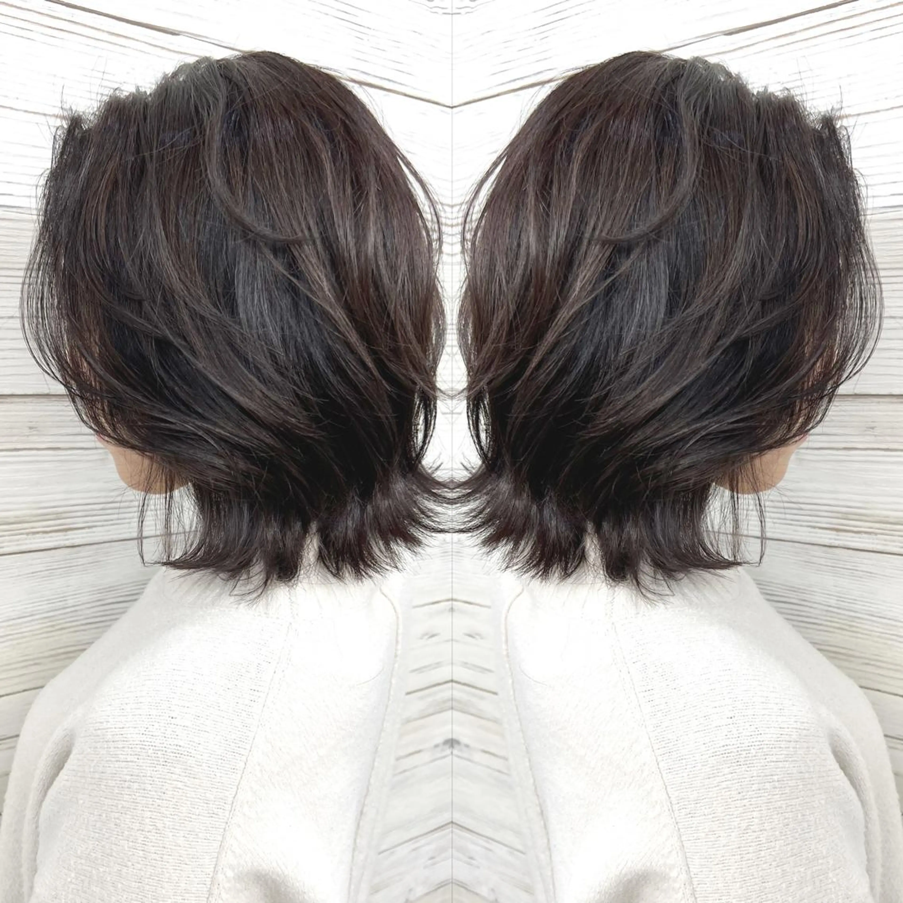 ショート カラー ヘアアレンジ 透明感カラー レイヤーカット ショートヘア トリートメント ウルフカット カット トリートメント 枝毛カット＆髪質改善 満足NO.1岡しゃんのヘアスタイル