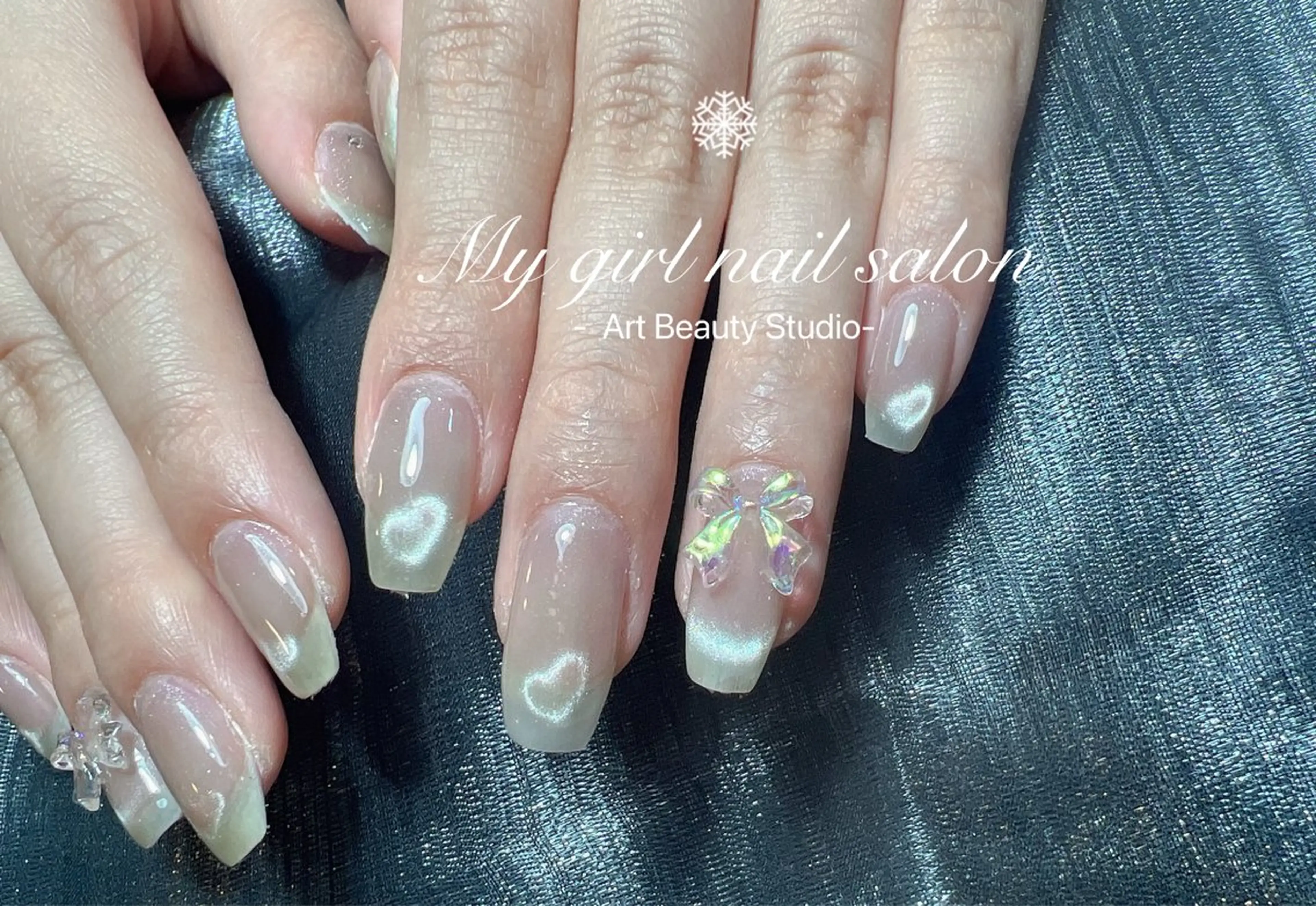 ネイル フレンチネイル ハート マグネットネイル My Girl nailsalonのネイルデザイン