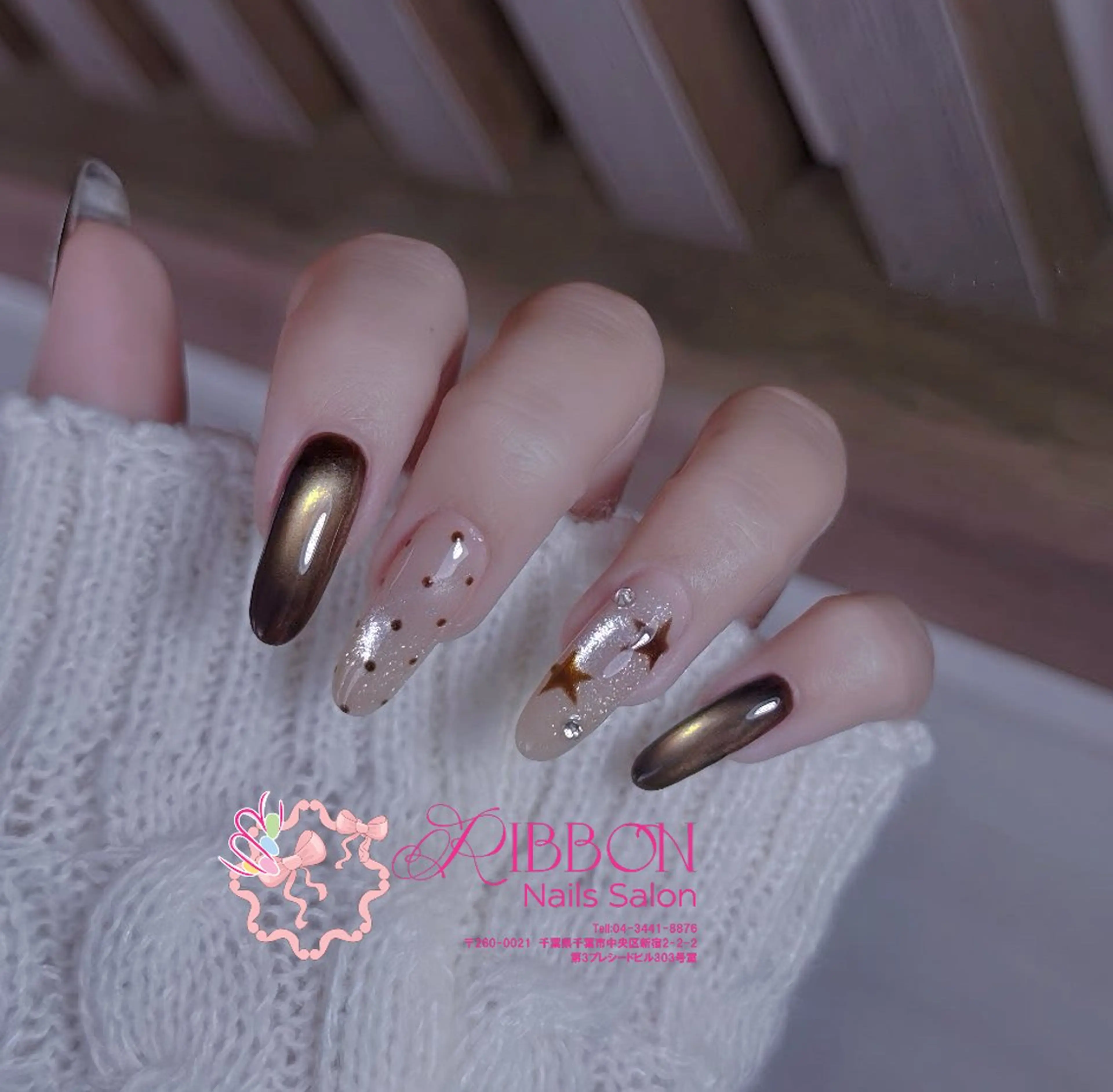 ネイル フレンチネイル ジェルネイル マグネットネイル 持ち込み ニュアンスネイル ハンドネイル Ribbonnail salonのネイルデザイン