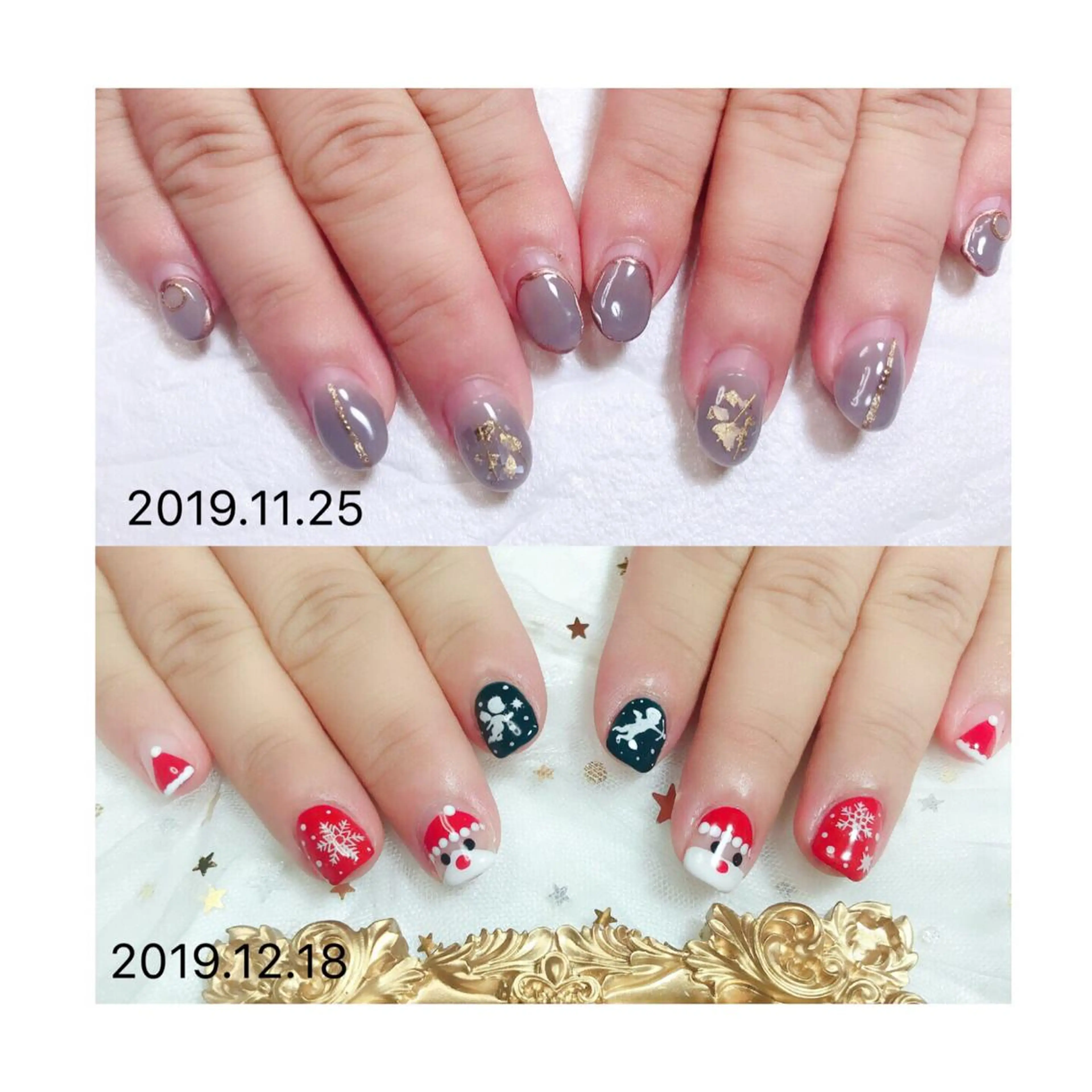 ショート ネイル クリスマス ジェルネイル ニュアンスネイル オフィスネイル ワンカラーネイル 👑enen style👑のネイルデザイン