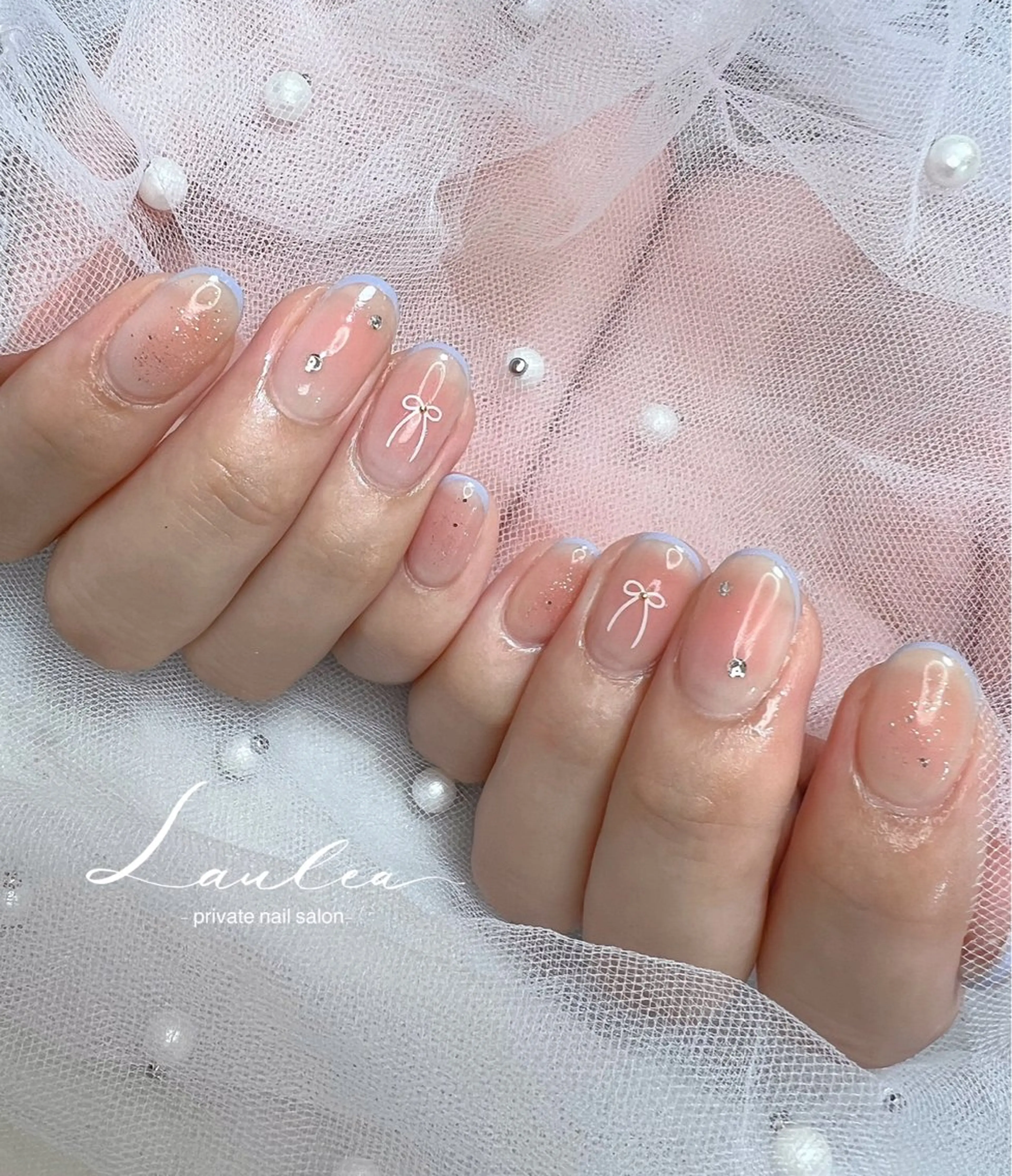 ネイル フットネイル フレンチネイル ジェルネイル 韓国ネイル ラメ(グリッター) ハンドネイル nail salon Lauleaのネイルデザイン