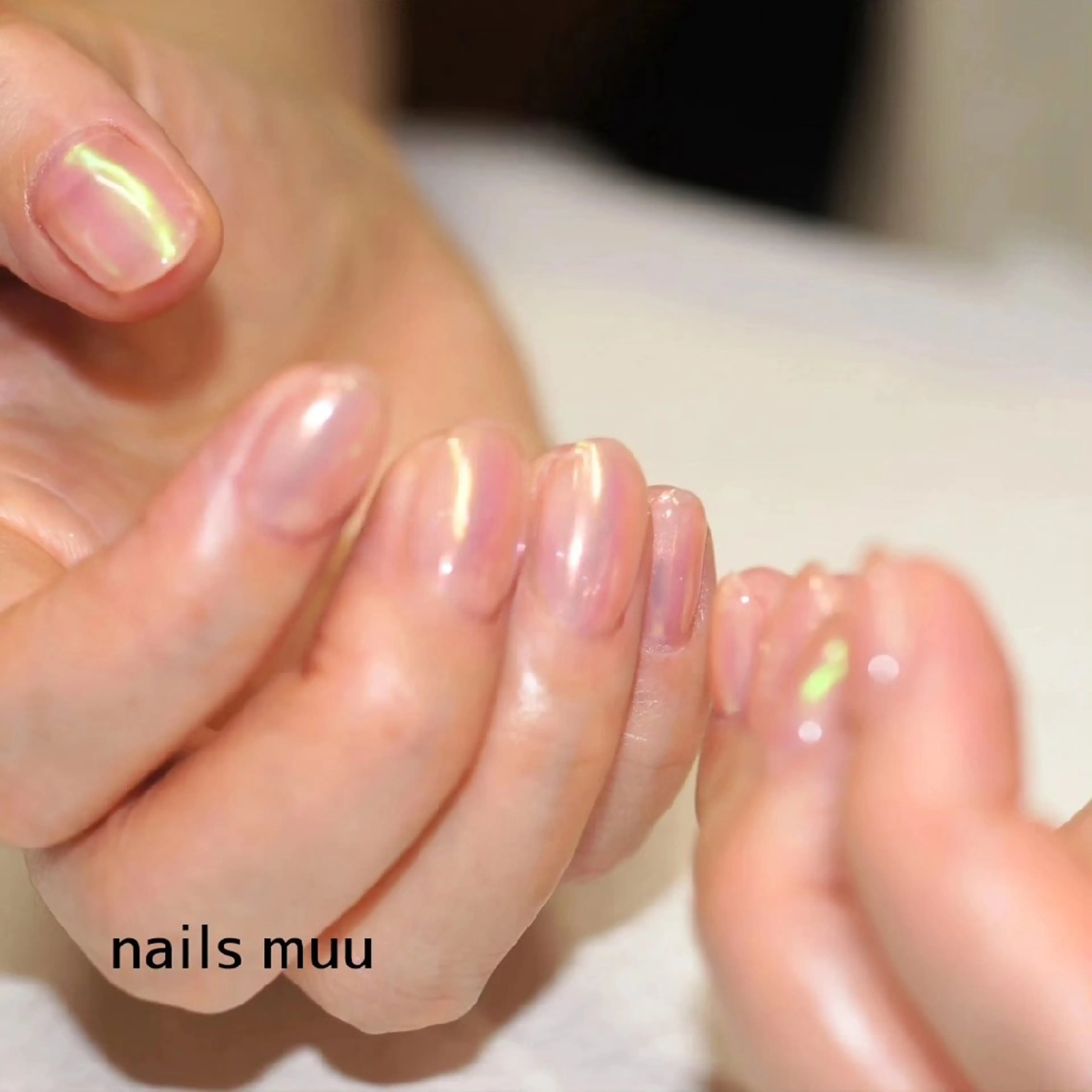 ネイル オーロラネイル 氷ネイル・うるうるネイル キラキラネイル ミラーネイル nails muu まゆのネイルデザイン