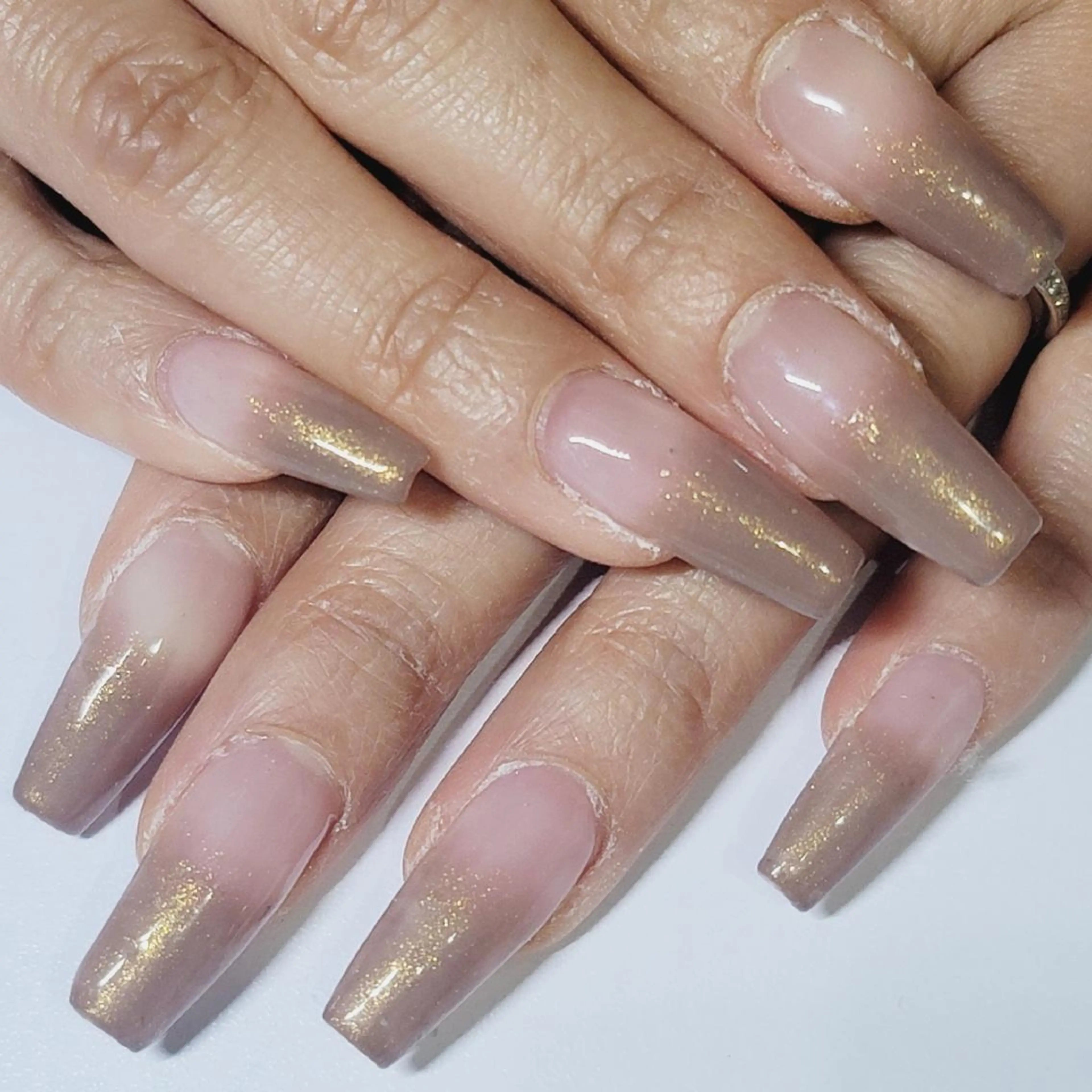 ネイル ブラウン グラデーション ラメ(グリッター) ハンドネイル よしだ ひろきのネイルデザイン