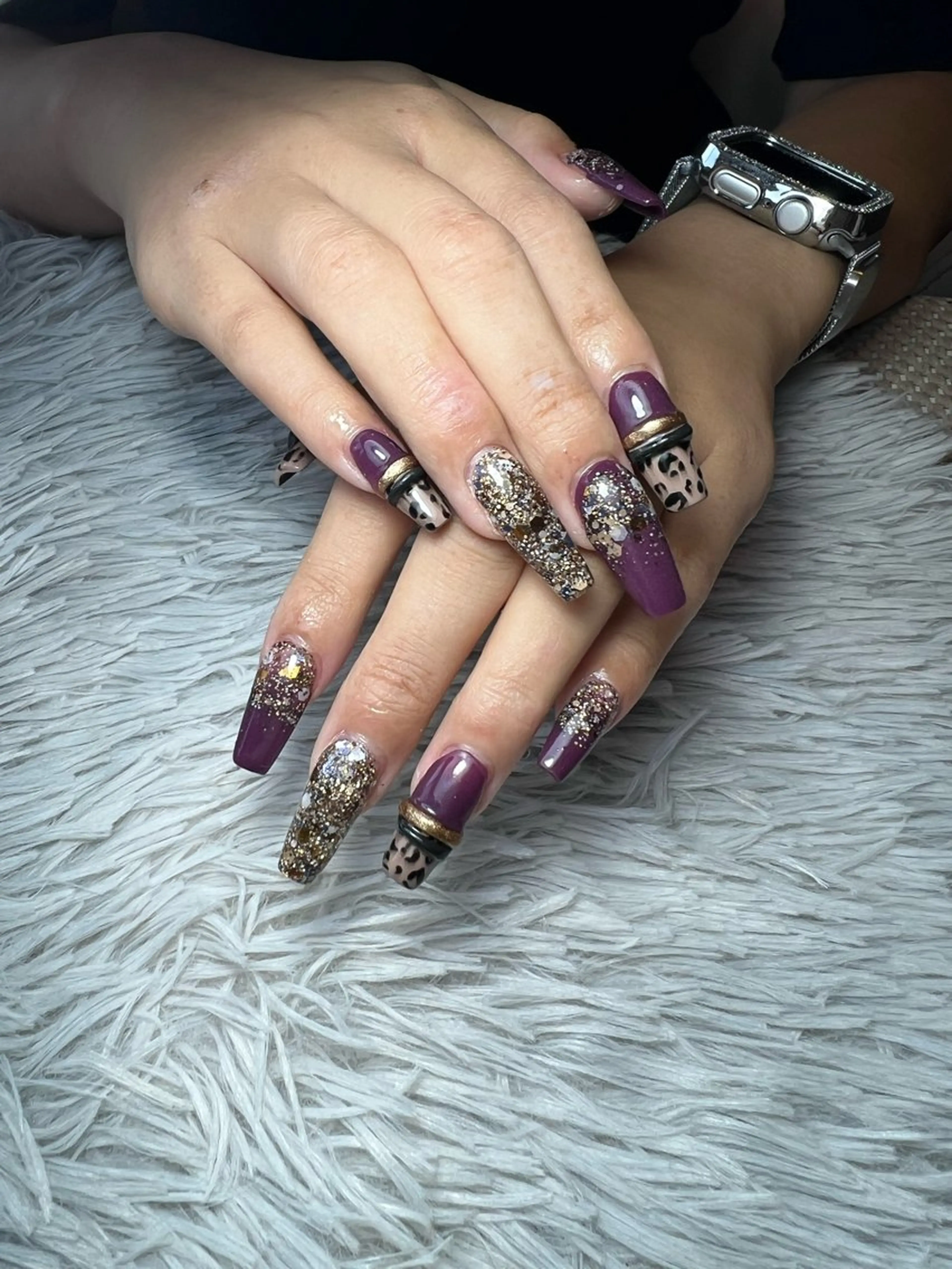 ネイル ボルドー ラメ(グリッター) スカルプネイル ハンドネイル シェヌネイル JURAのネイルデザイン