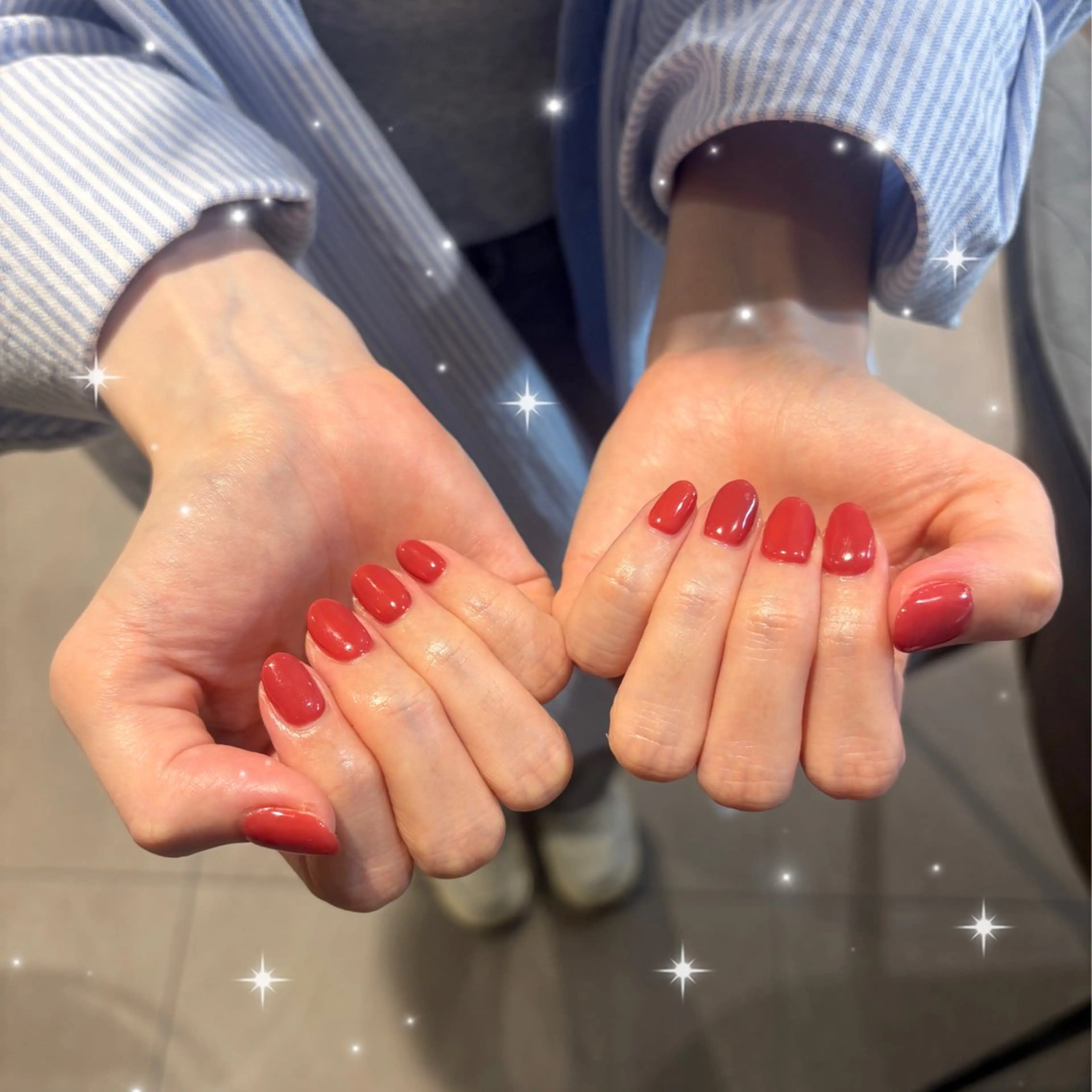 ネイル ワンカラーネイル 赤色 春ネイル 🎀RinRin🎀 Nail💅二子玉川のネイルデザイン